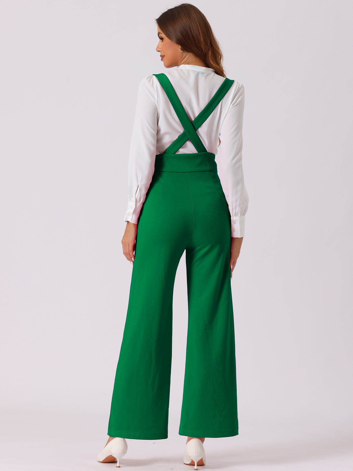 Women's Casual Office Overall Adjustable Straps Wide Leg Suspenders Jumpsuits