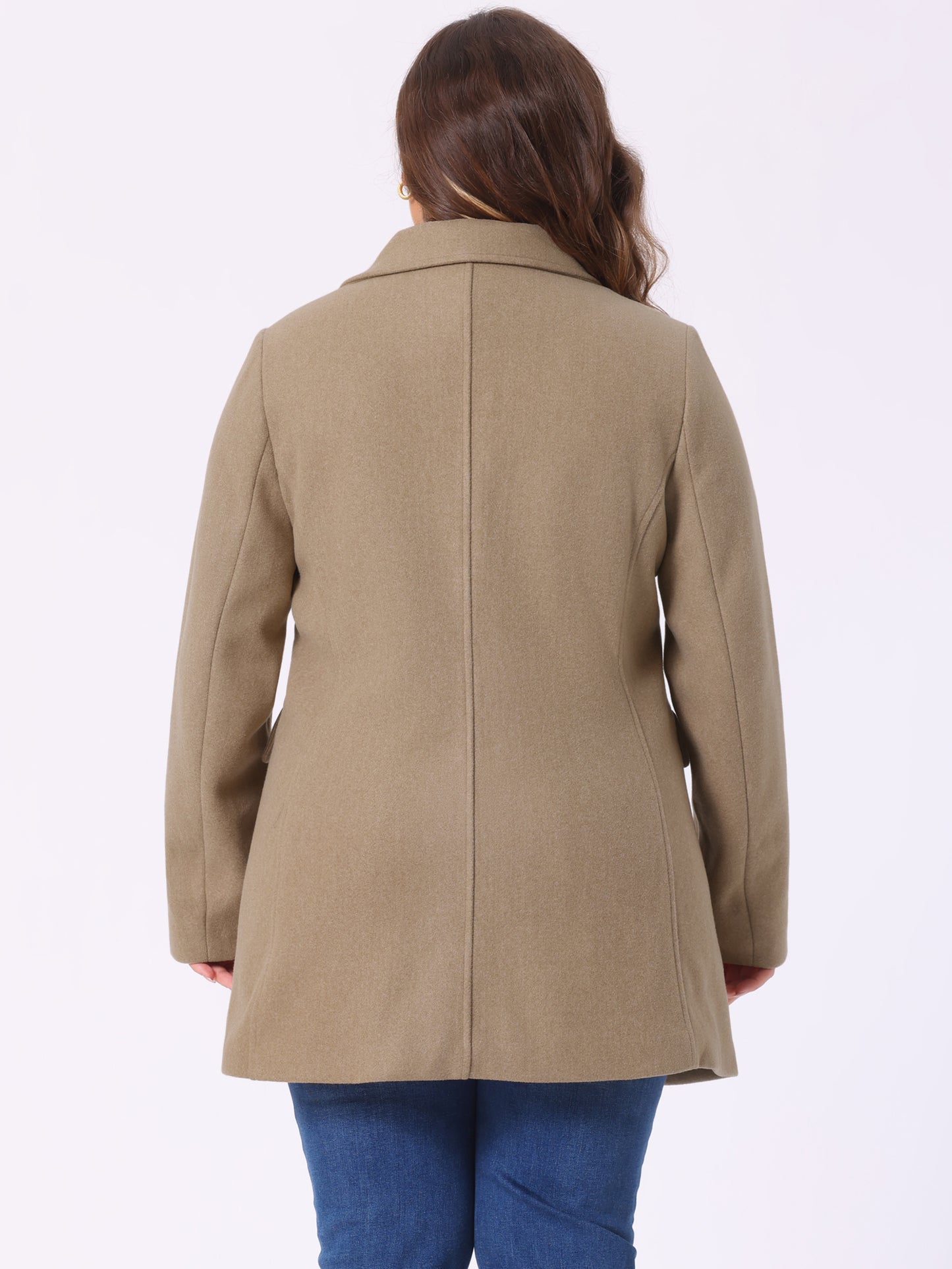 Women's Plus Size Notched Lapel Double Breasted Coat