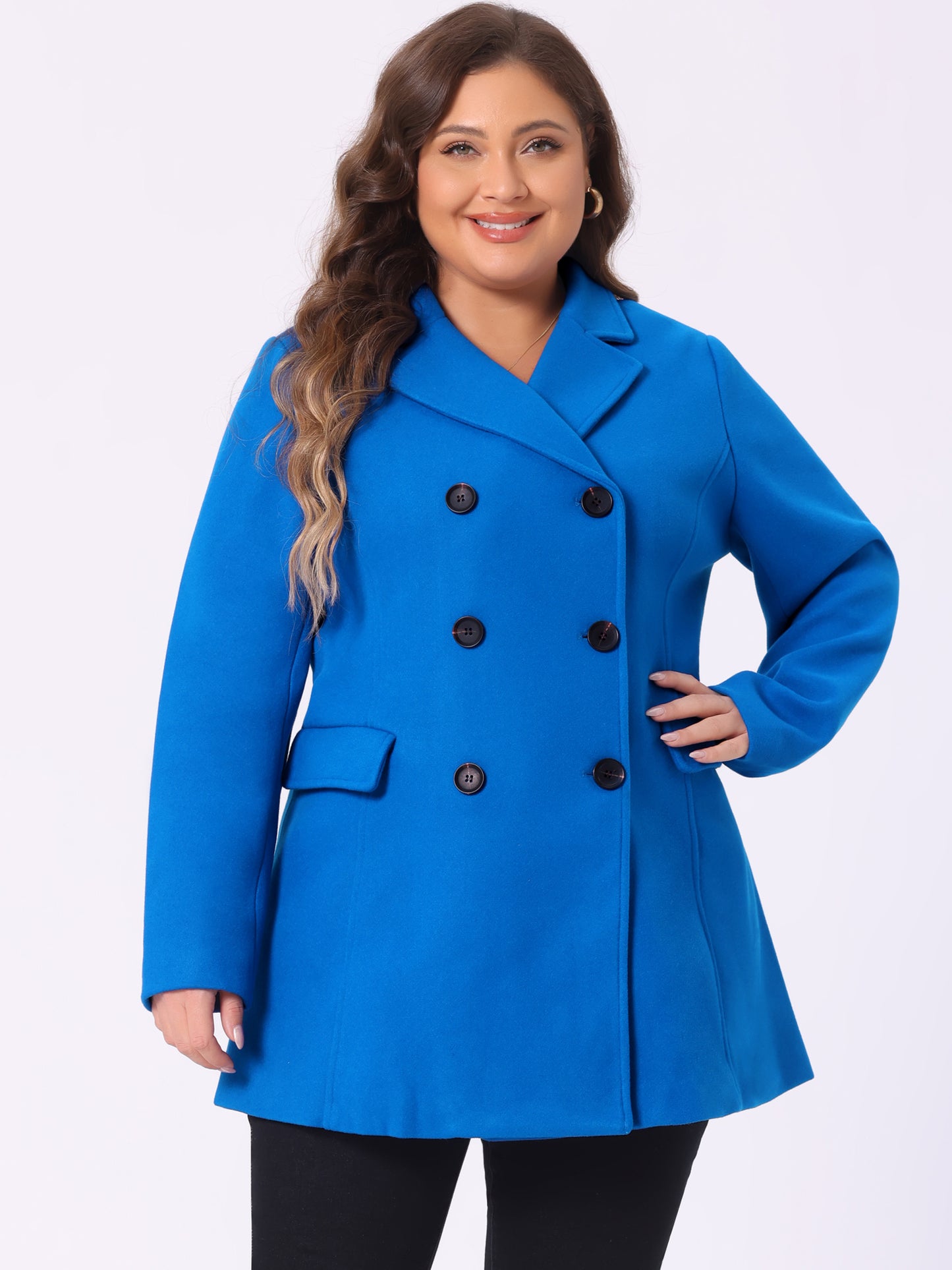 Women's Plus Size Notched Lapel Double Breasted Coat