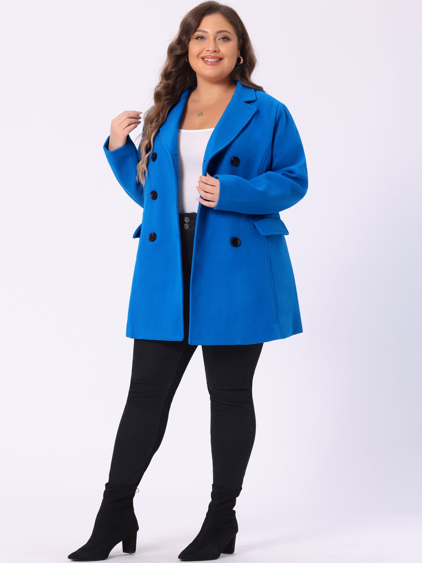 Women's Plus Size Notched Lapel Double Breasted Coat