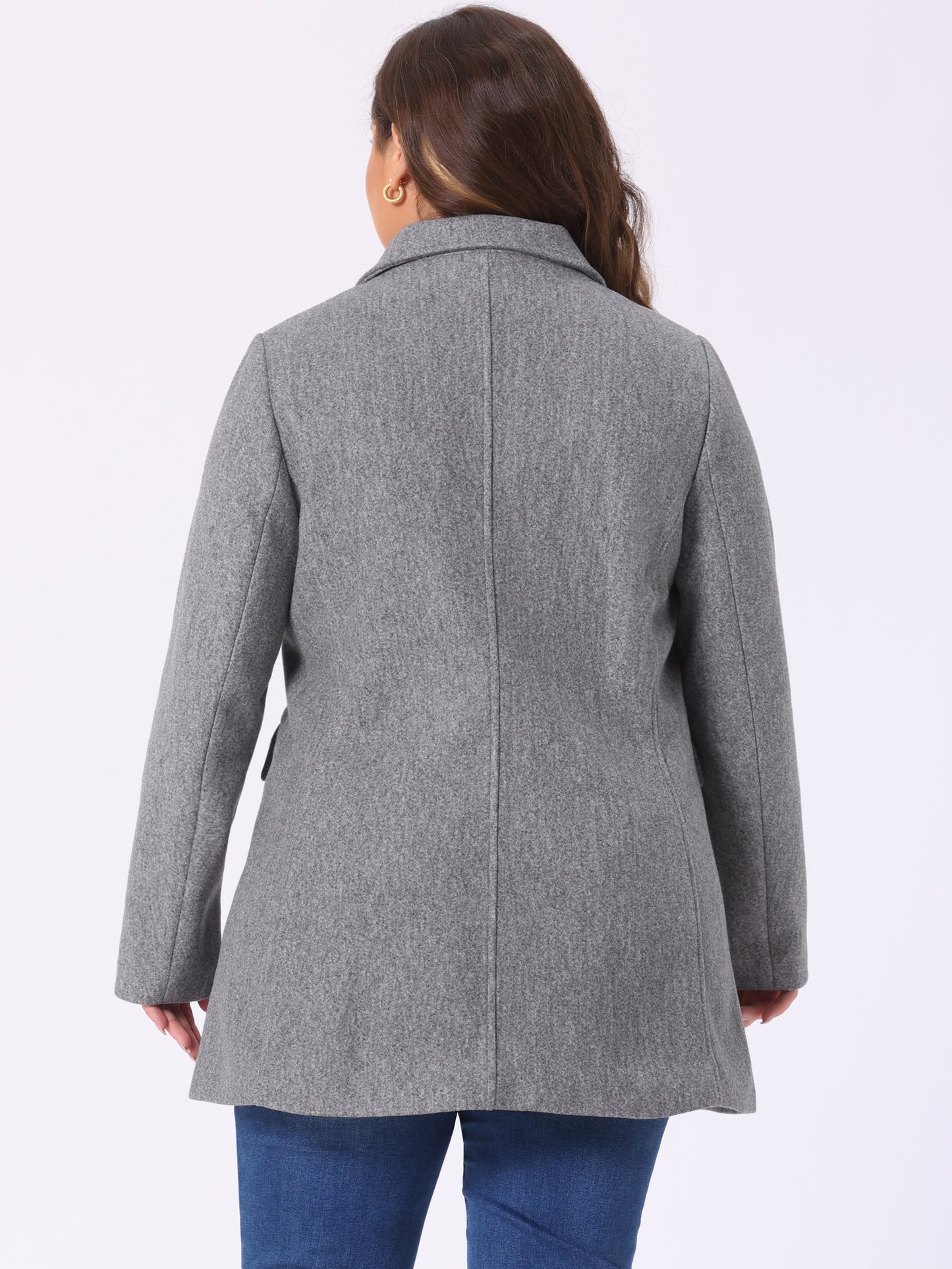 Women's Plus Size Notched Lapel Double Breasted Coat