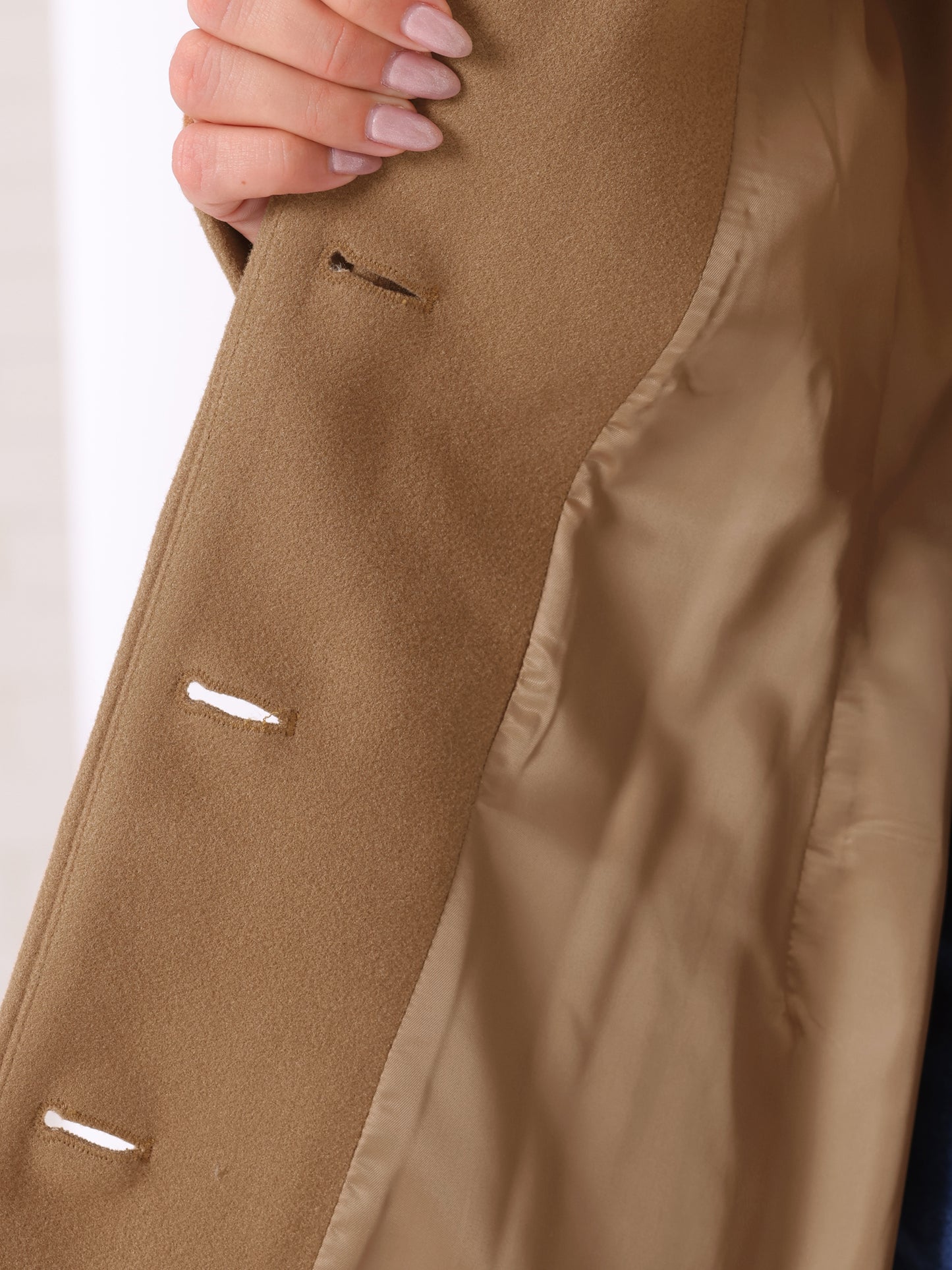 Women Plus Size Coat Single Breasted Notched Lapel Elegant Winter Long Coat