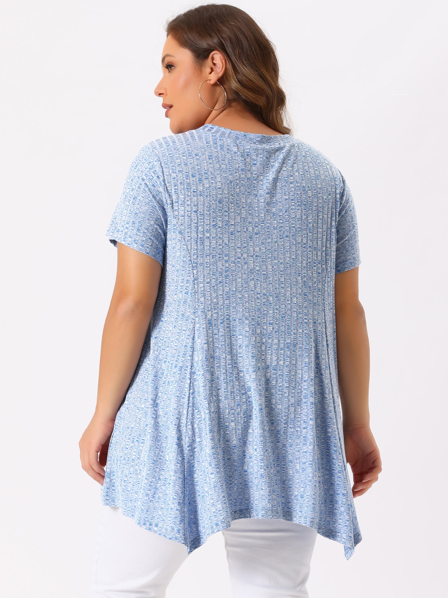Women's Plus Size Short Sleeve Tunic Handkerchief Hem Summer Casual Top