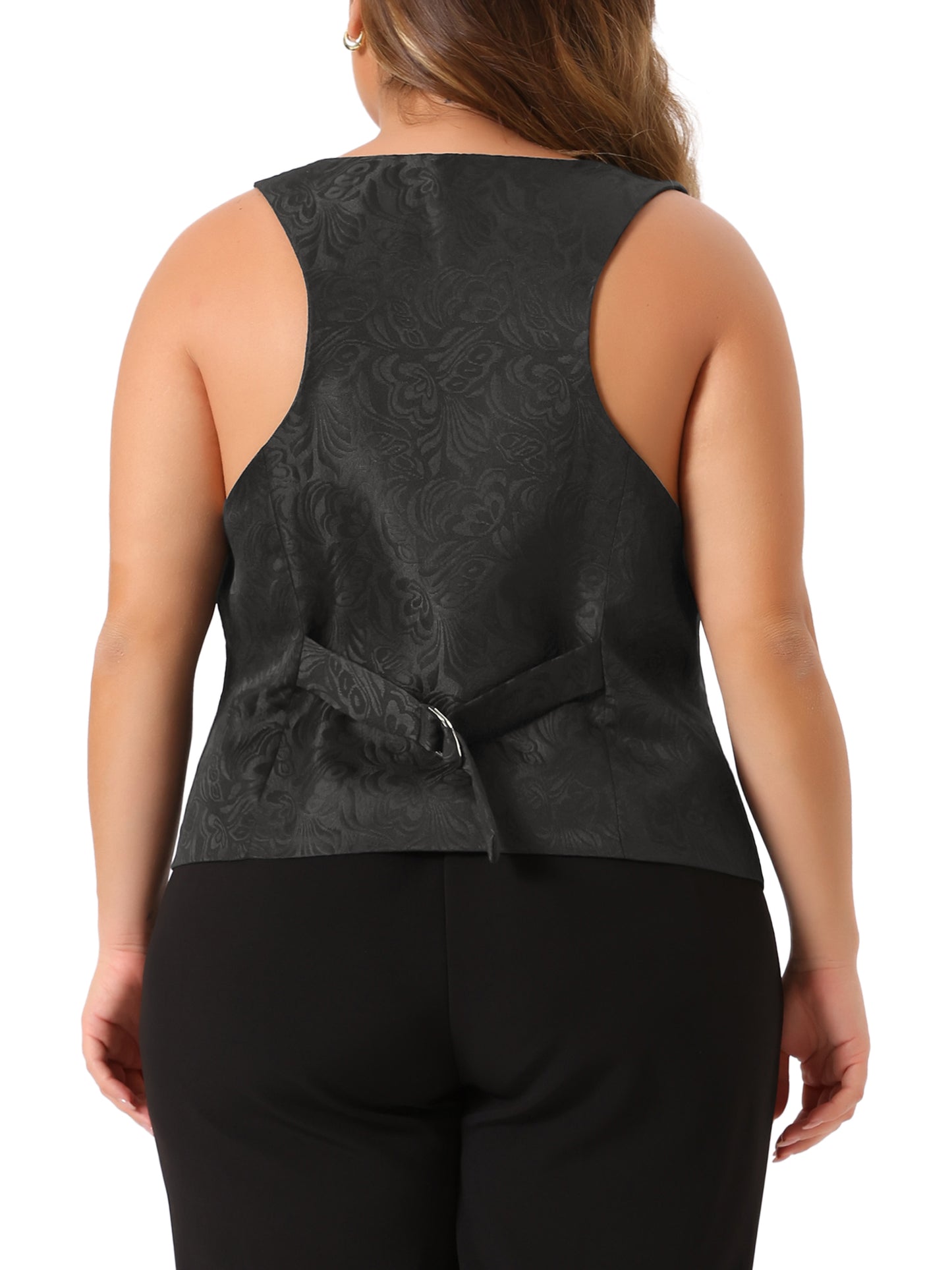 Women Plus Size Vest Sleeveless Jacquard Jacket Steampunk Waistcoat