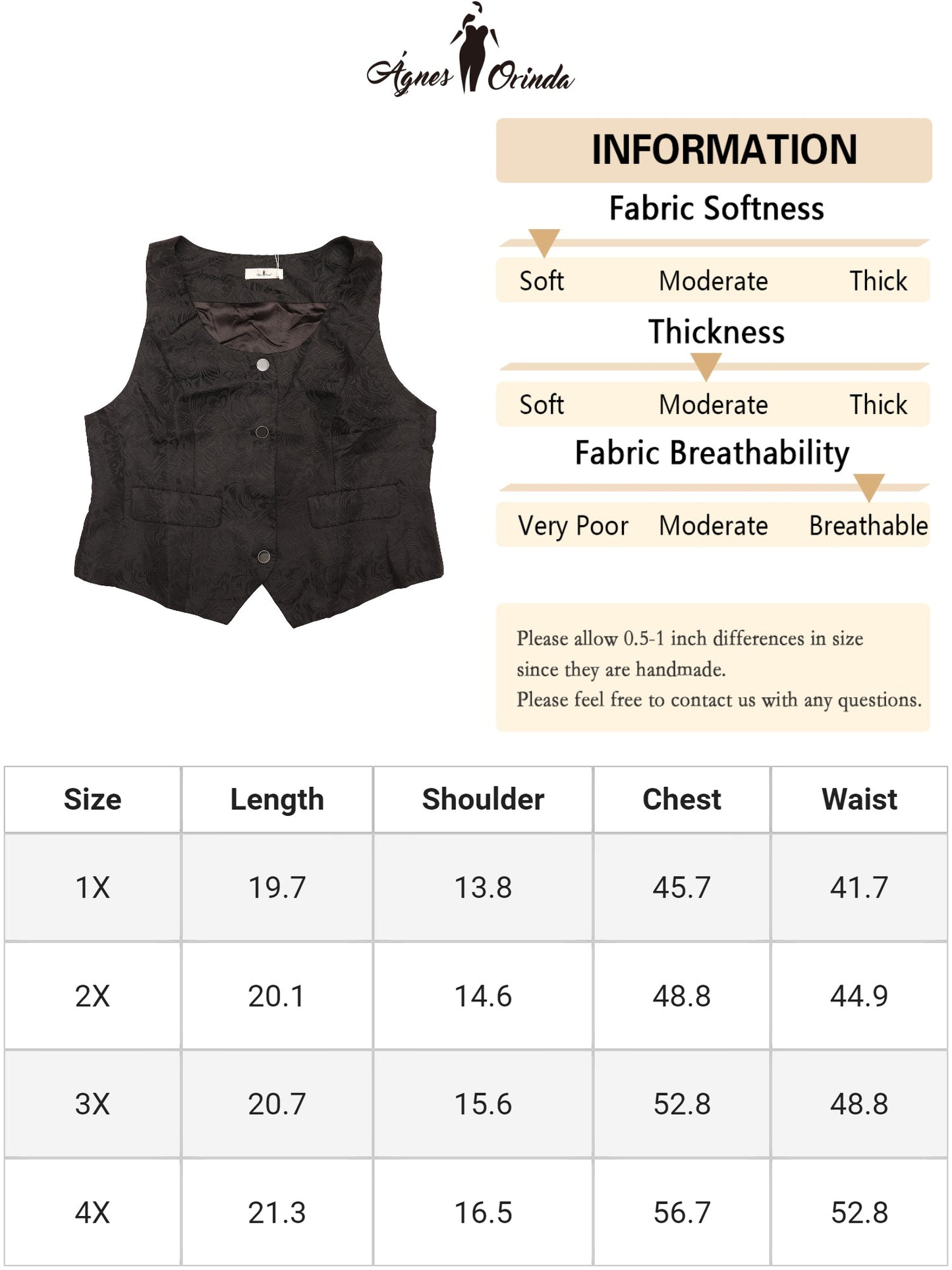 Women Plus Size Vest Sleeveless Jacquard Jacket Steampunk Waistcoat