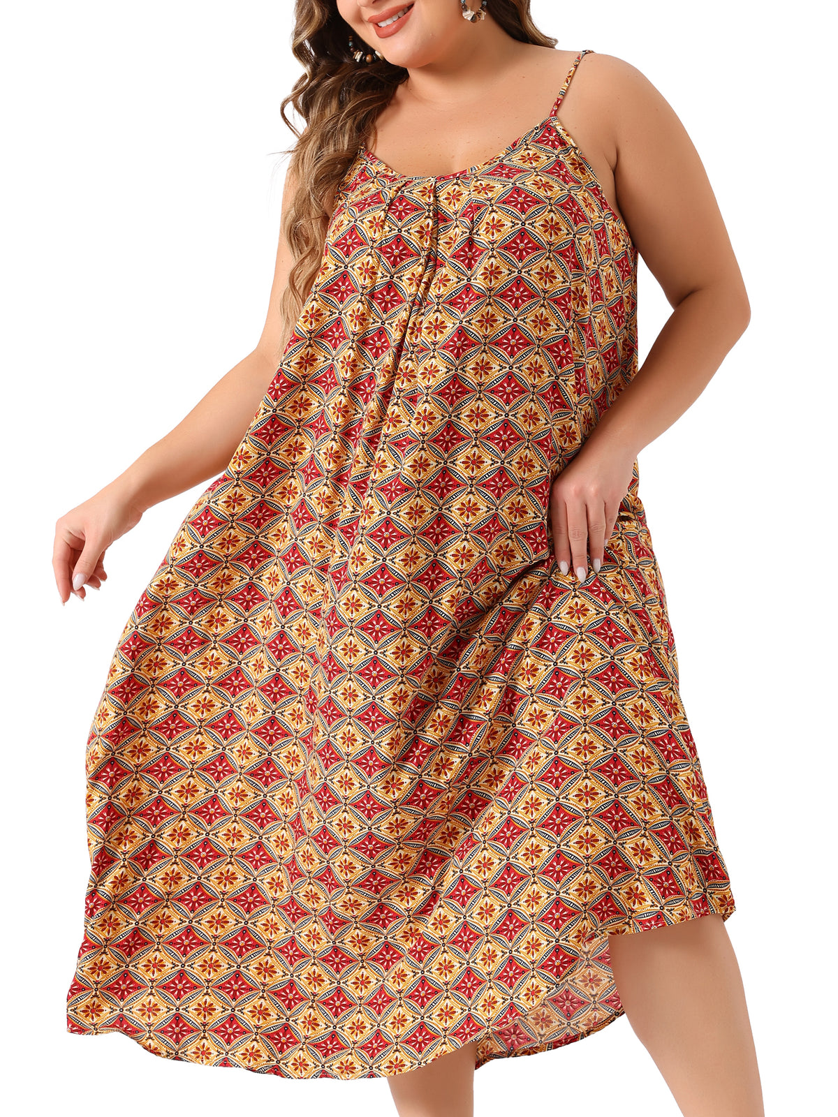 Women's Plus Size Bohemian Spaghetti Straps Summer Long Maxi Beach Dress