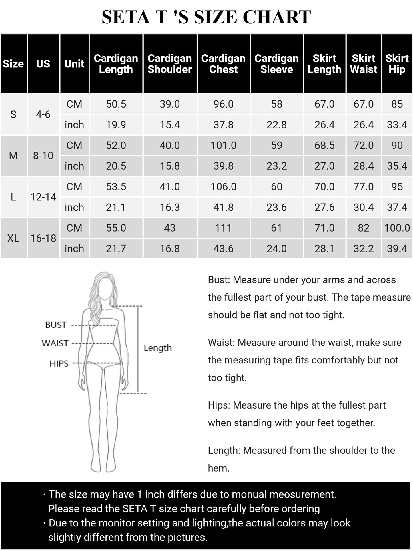Women's Two Piece Sweater Set Button Down Cardigan and Midi Skirt Casual Lounge Set