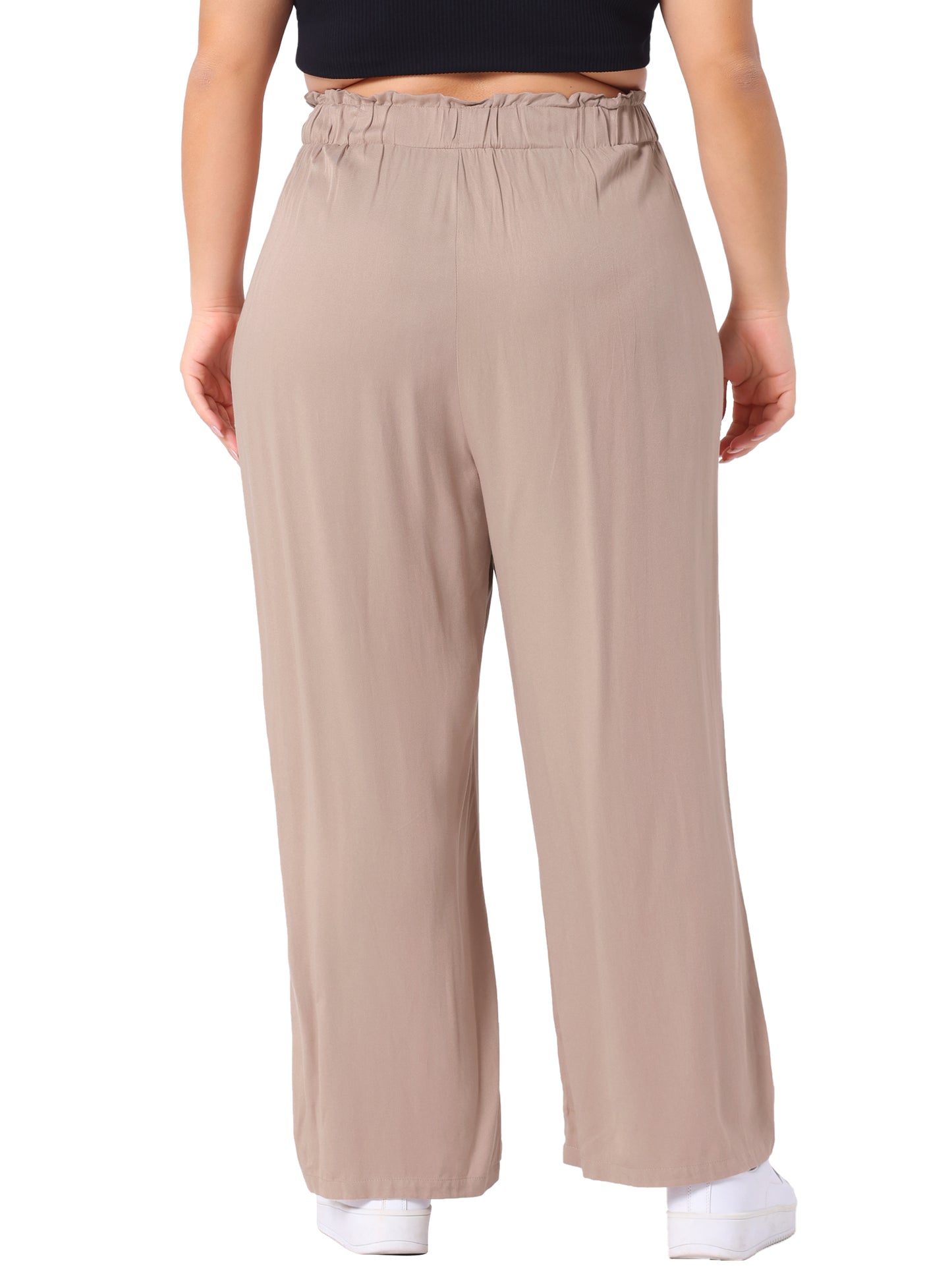 Women Plus Size Palazzo Pants Stretchy High Waisted With Pocket Wide Leg Long Pants