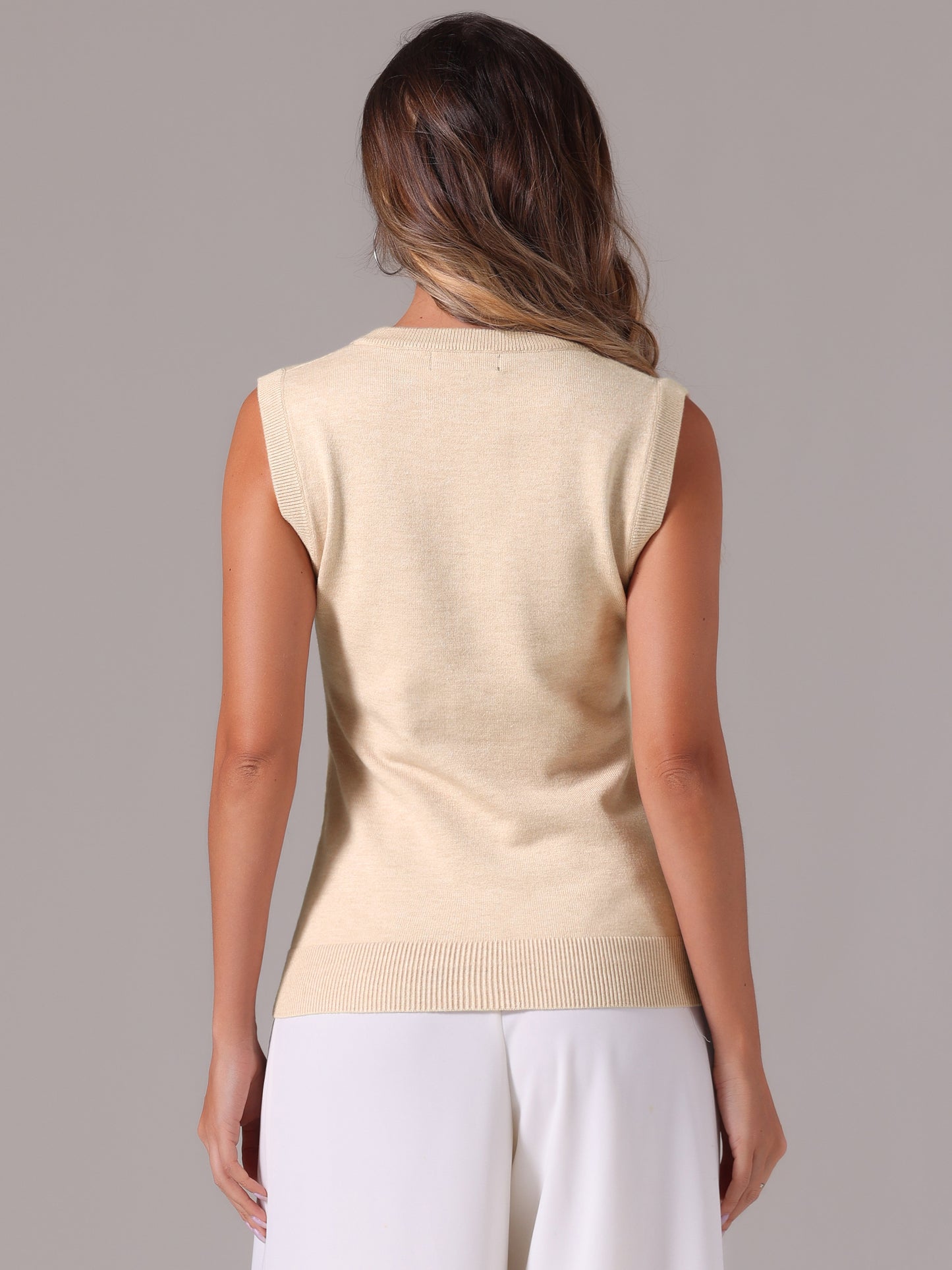 Women's Summer Casual Button Ribbed Sleeveless Knitted Tank Top Vest