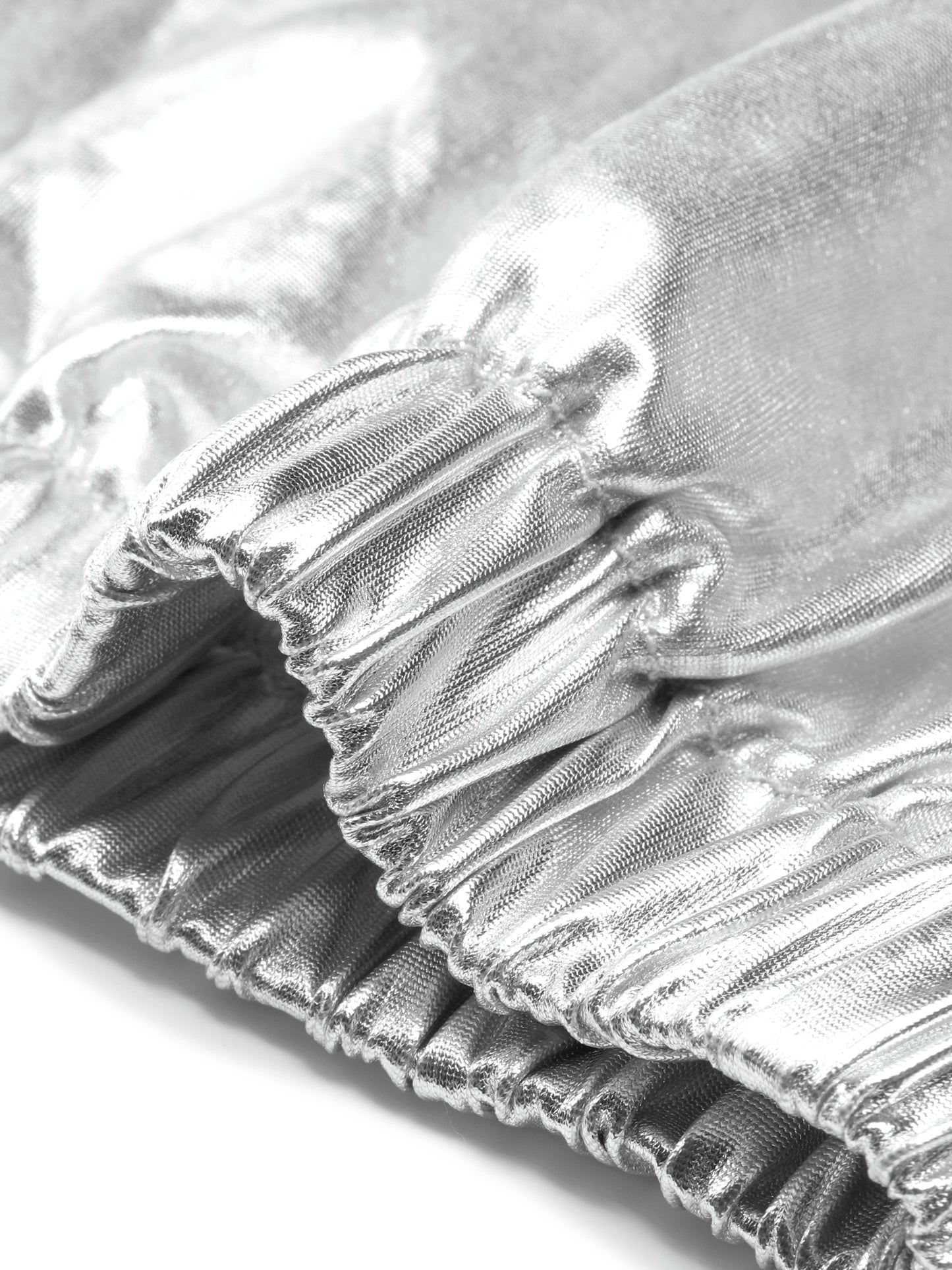 Women Plus Size Jogger Pants Metallic Shiny High Waist Stretchy Wear Holographic Trousers Sweatpant