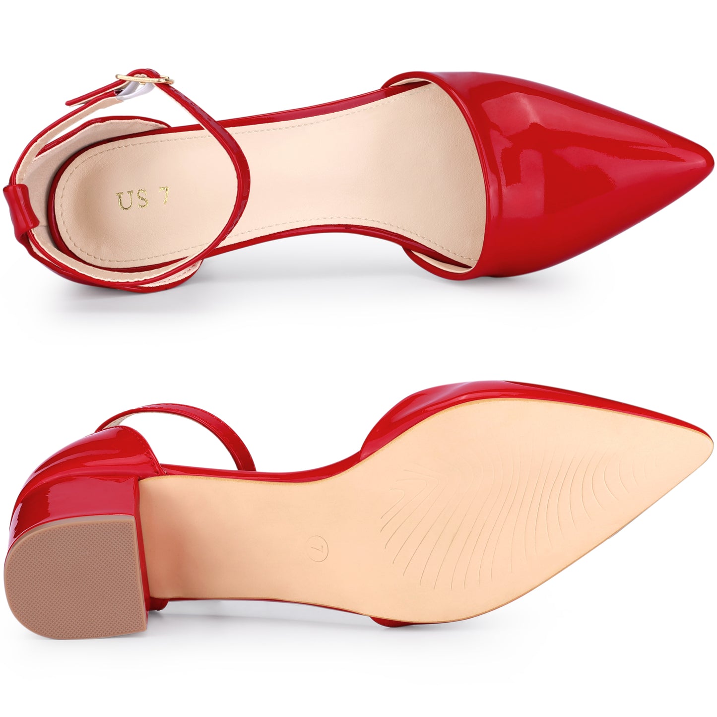 Zapatos de tacón bajo, gruesos, con punta cerrada y puntiaguda para mujer