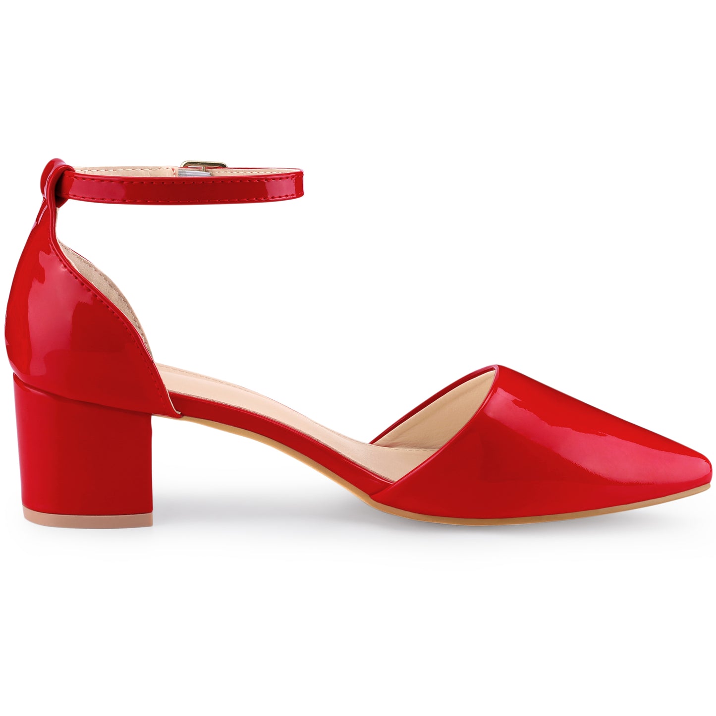 Zapatos de tacón bajo, gruesos, con punta cerrada y puntiaguda para mujer