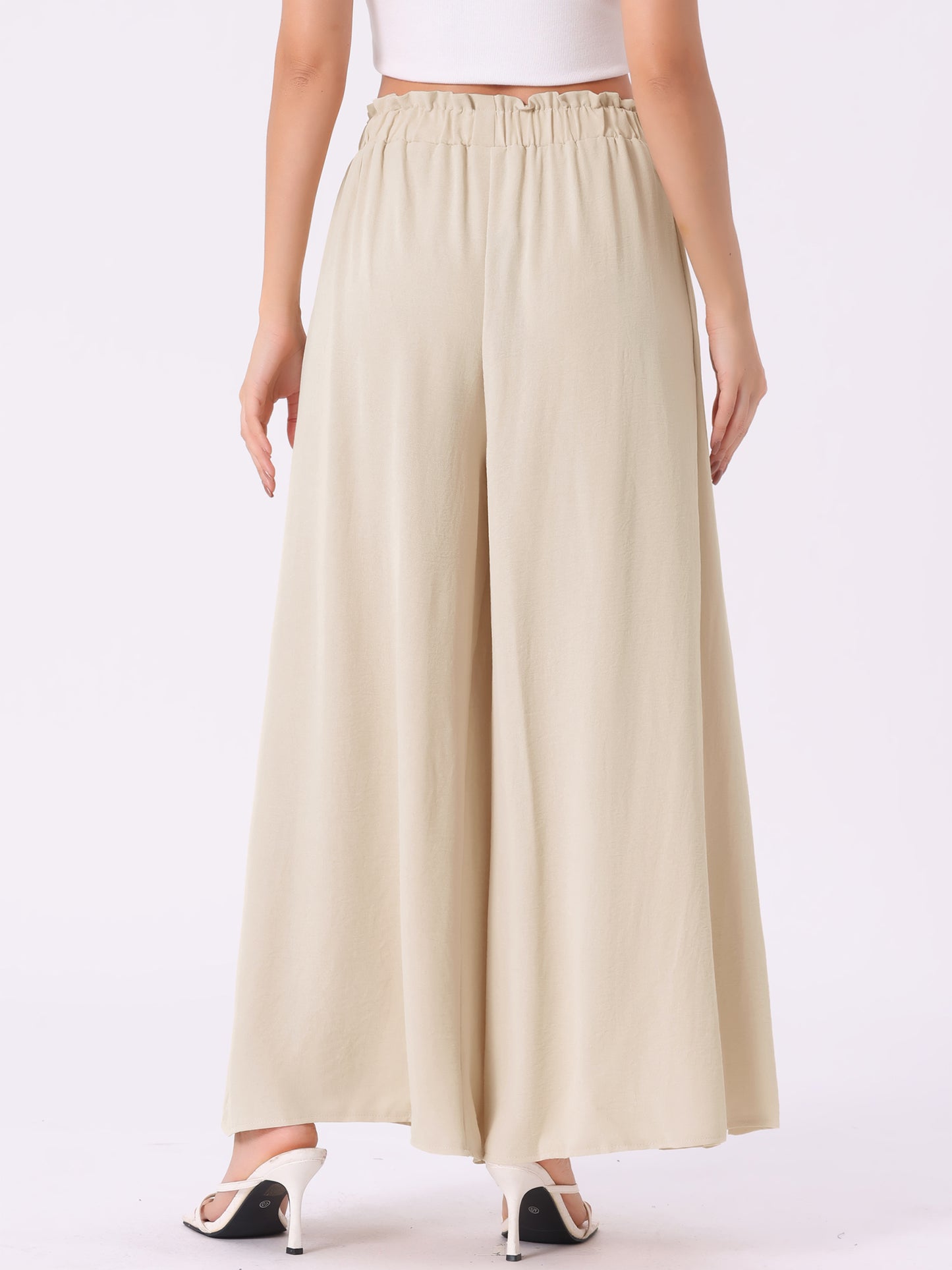 Women's High Slit Hem High Waist Casual Wide Leg Long Palazzo Pants