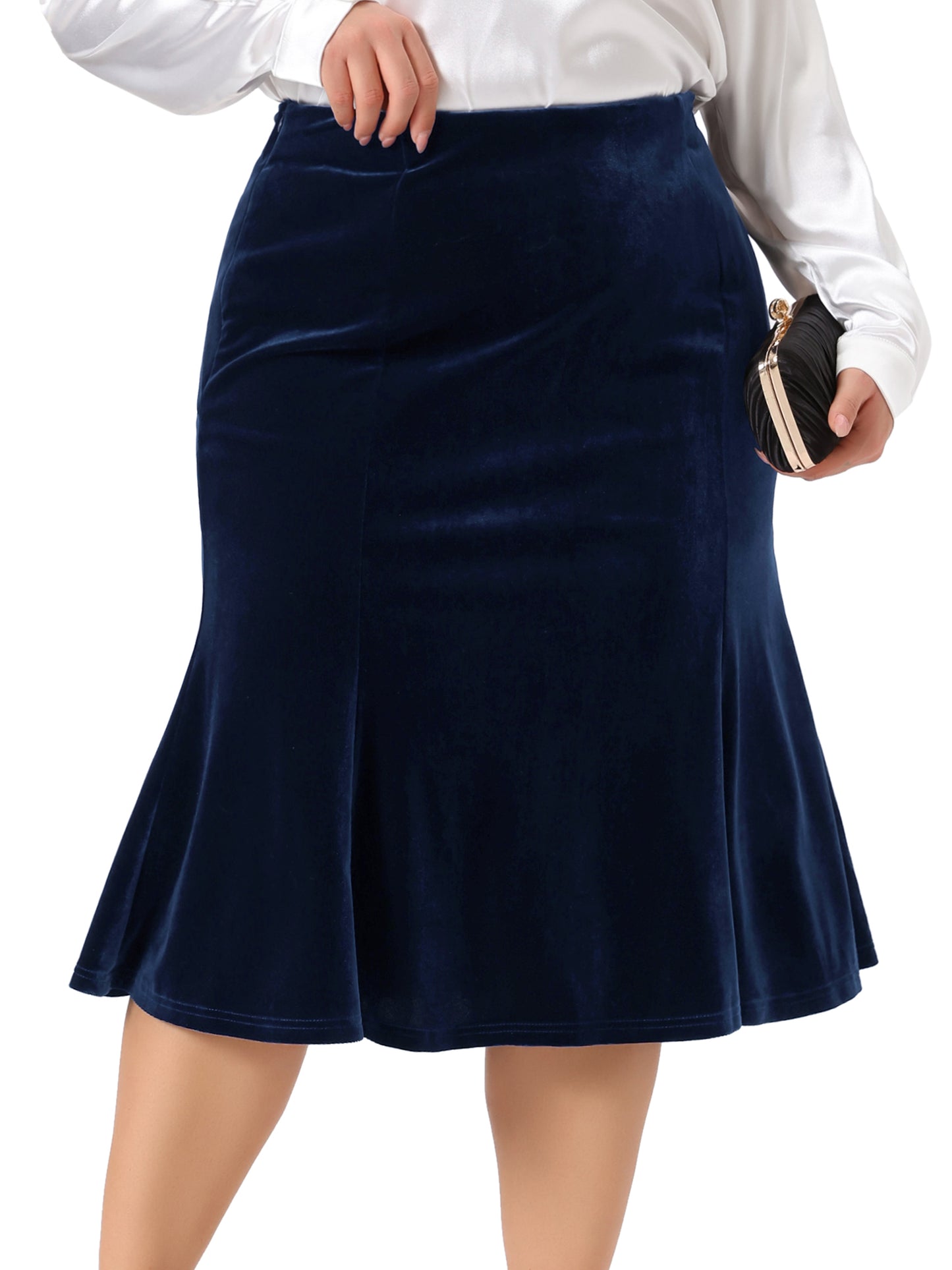 Faldas de talla grande para mujer, estilo retro, elegantes, de terciopelo, con cintura elástica y cola de pez, estilo sirena.