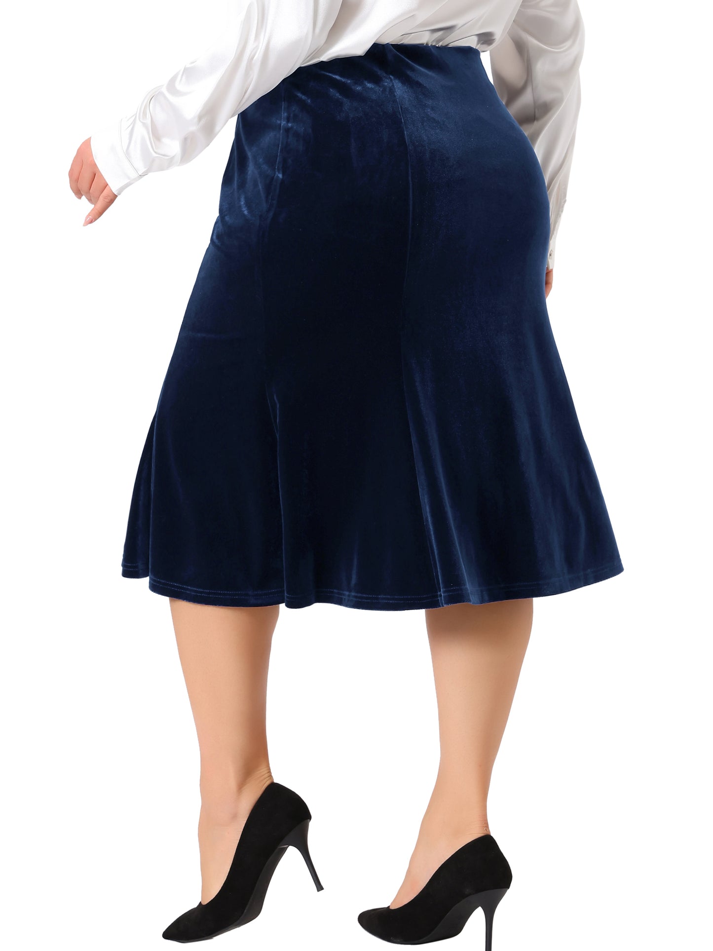 Faldas de talla grande para mujer, estilo retro, elegantes, de terciopelo, con cintura elástica y cola de pez, estilo sirena.