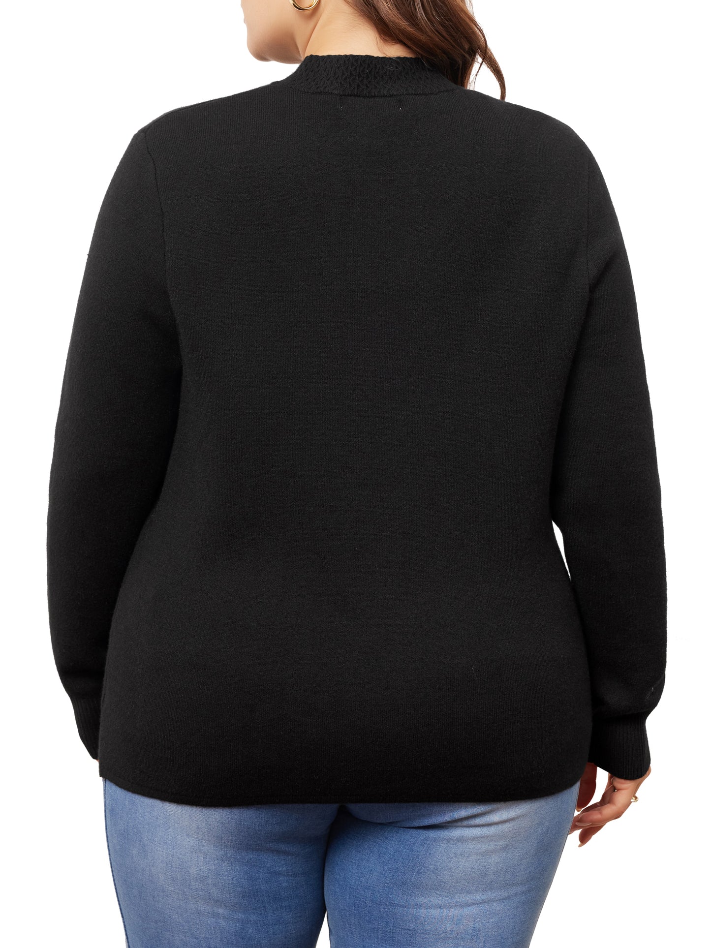 Women Plus Size Sweaters Crewneck Long Sleeve Basic Casual Knit Pullover Top