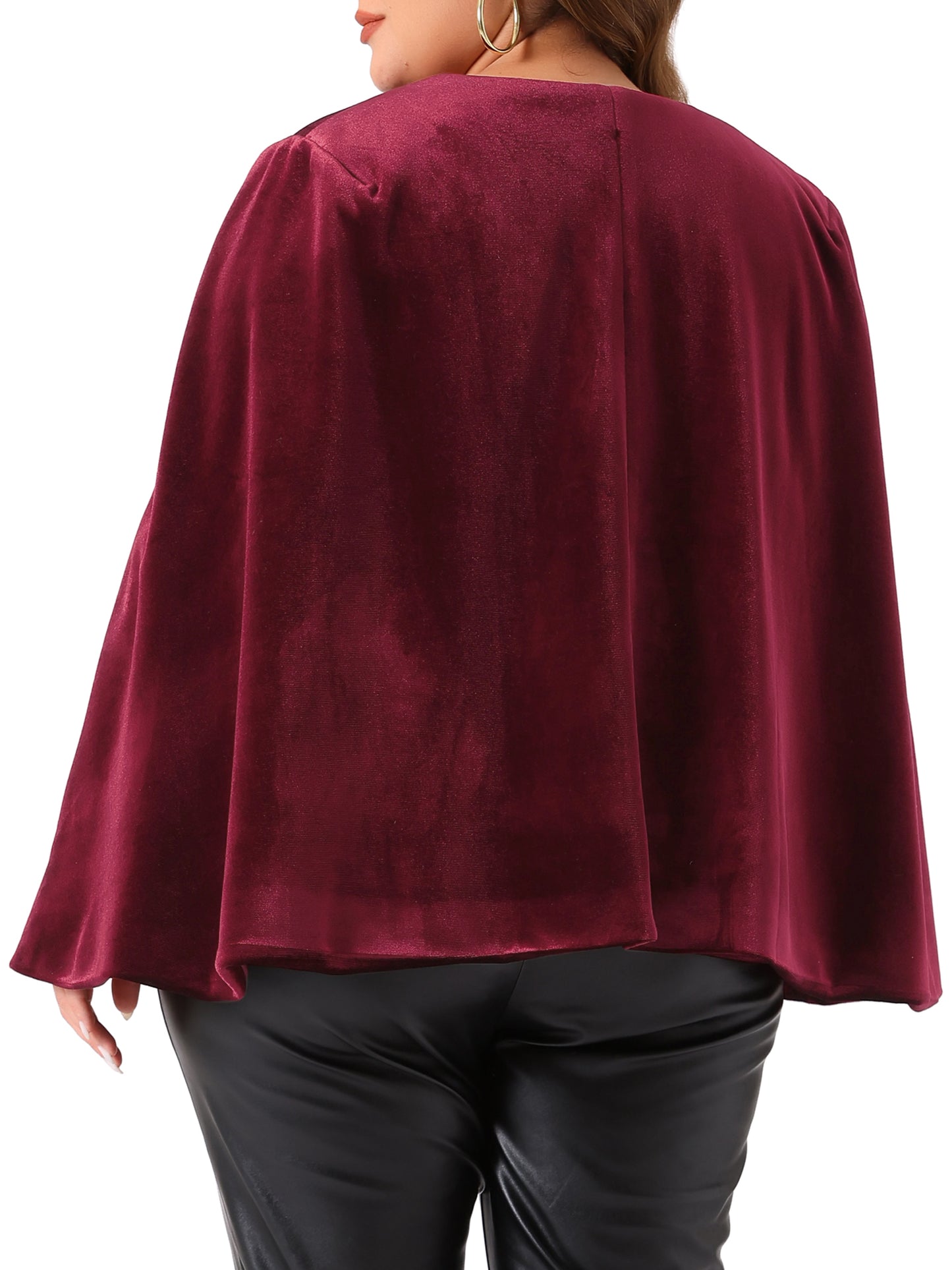 Blazer tipo capa de talla grande para mujer, elegante, informal, con abertura frontal y manga larga, de terciopelo