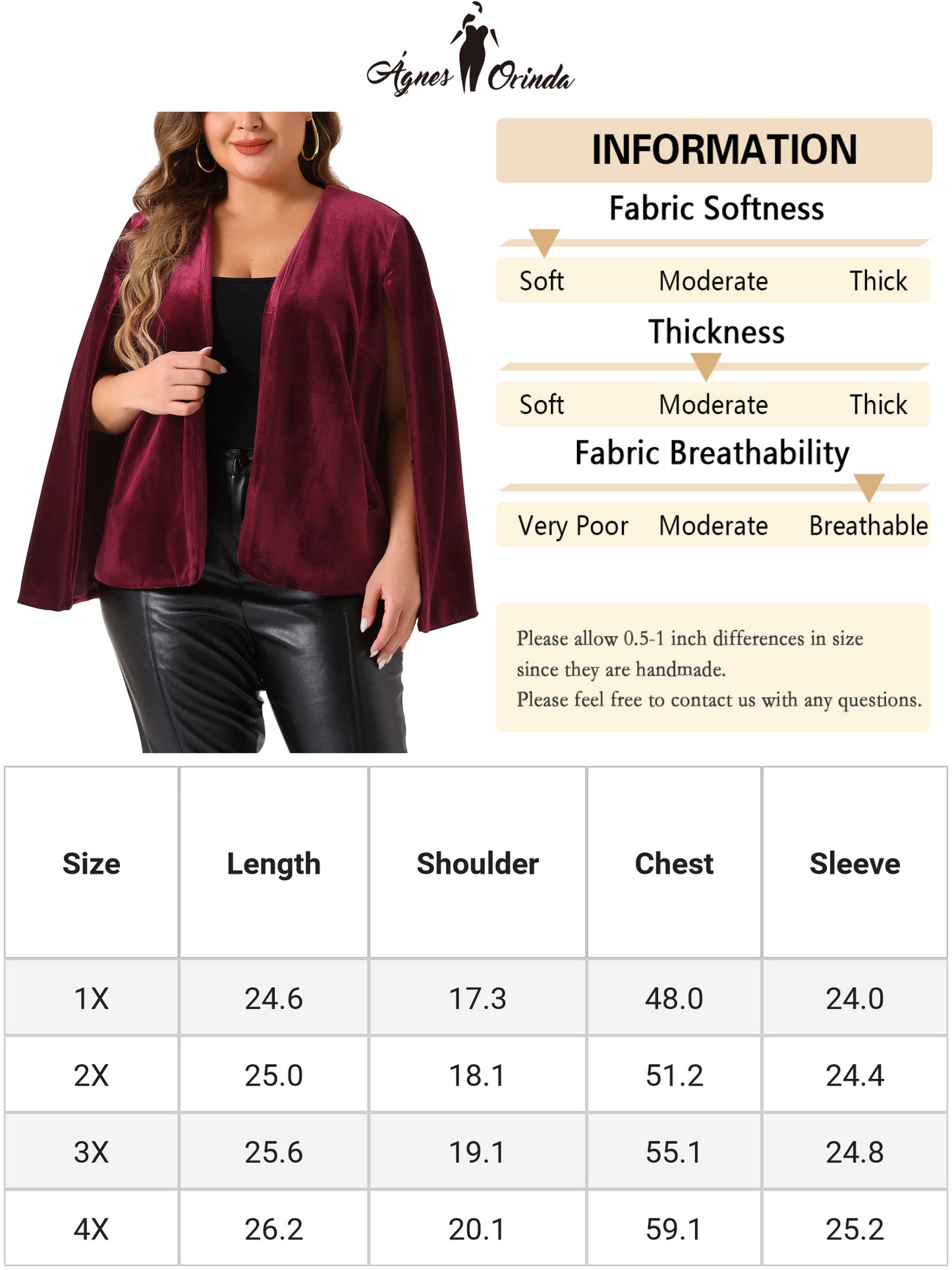 Blazer tipo capa de talla grande para mujer, elegante, informal, con abertura frontal y manga larga, de terciopelo
