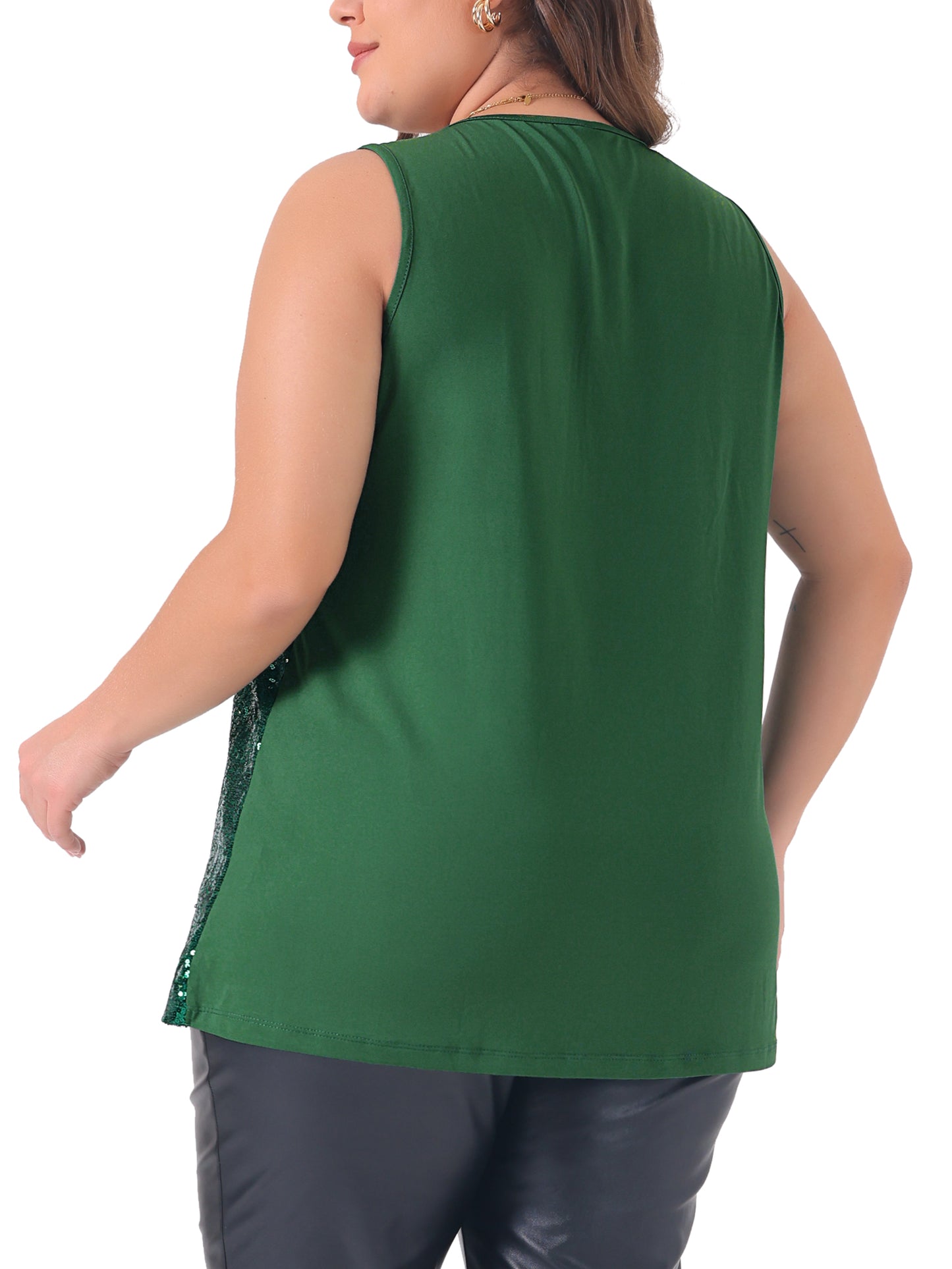Women Plus Size Sleeveless Glitter Sequin Tank Tops Shimmer Sparkle V Neck Club Party Vest Top