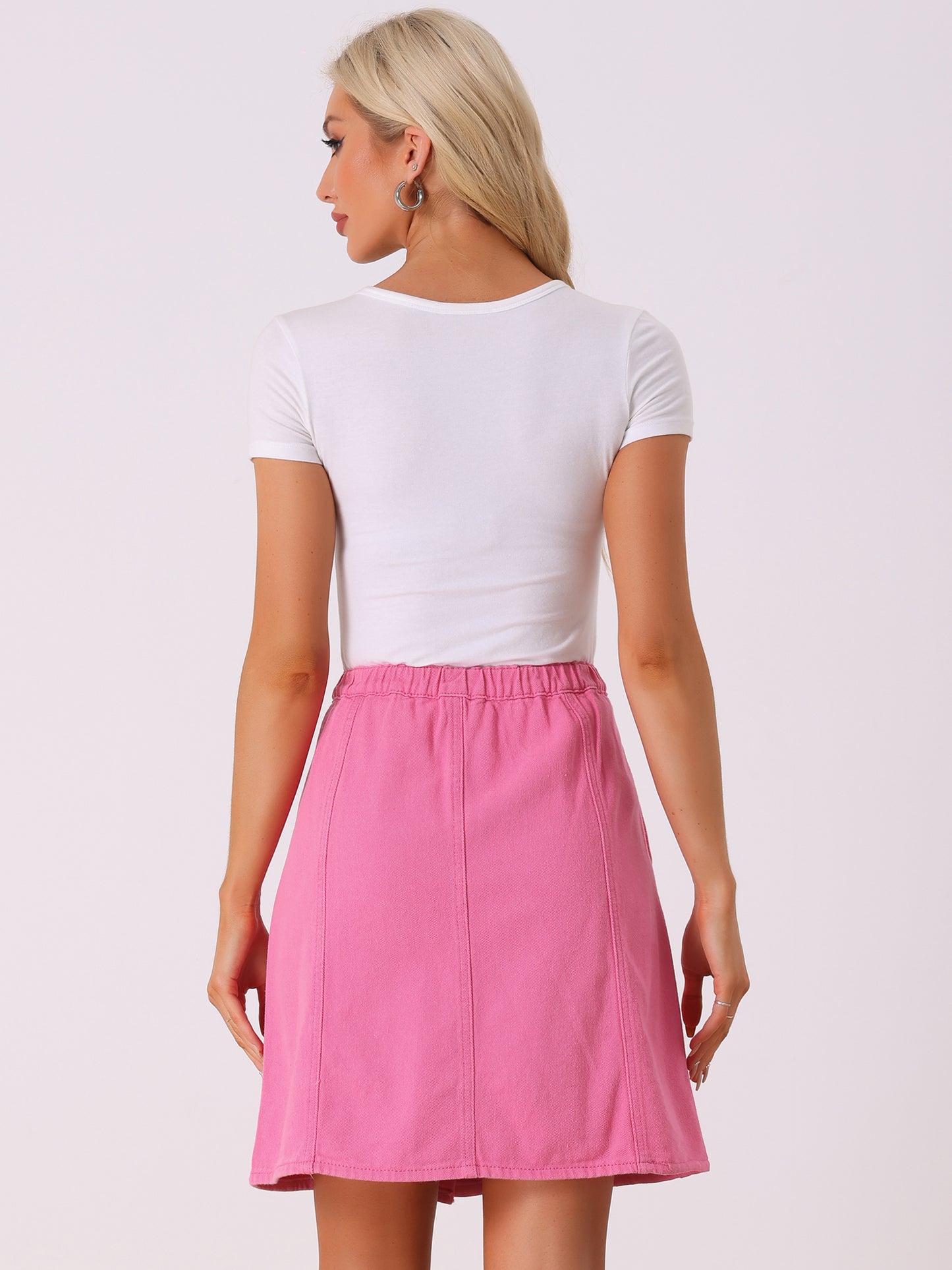 Women's Denim Skirts Summer Casual A-Line Short Button Down Jean Skirt