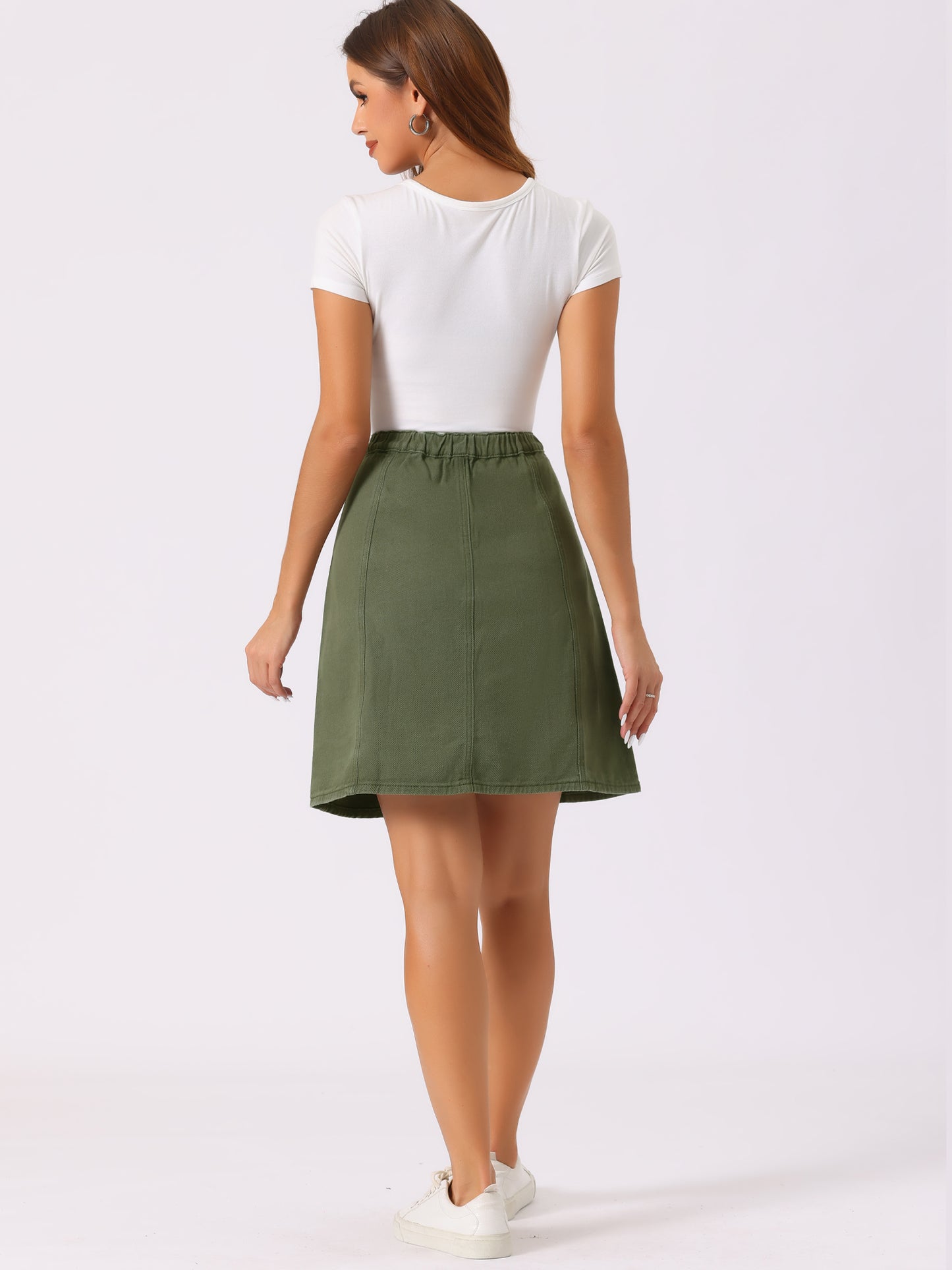 Women's Denim Skirts Summer Casual A-Line Short Button Down Jean Skirt
