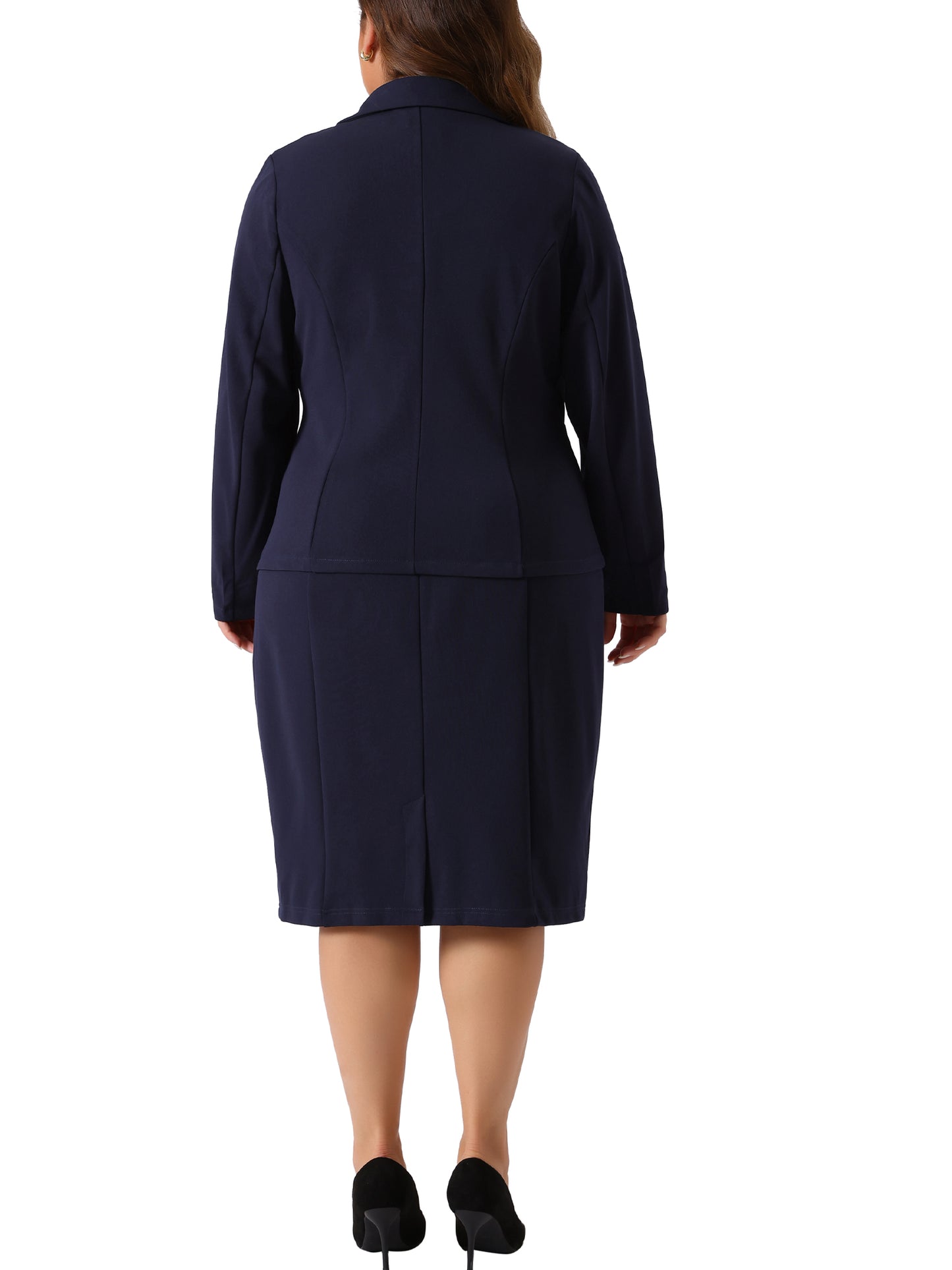 Traje de dos piezas de talla grande para mujer, chaqueta blazer y vestido sin mangas, conjunto informal de negocios