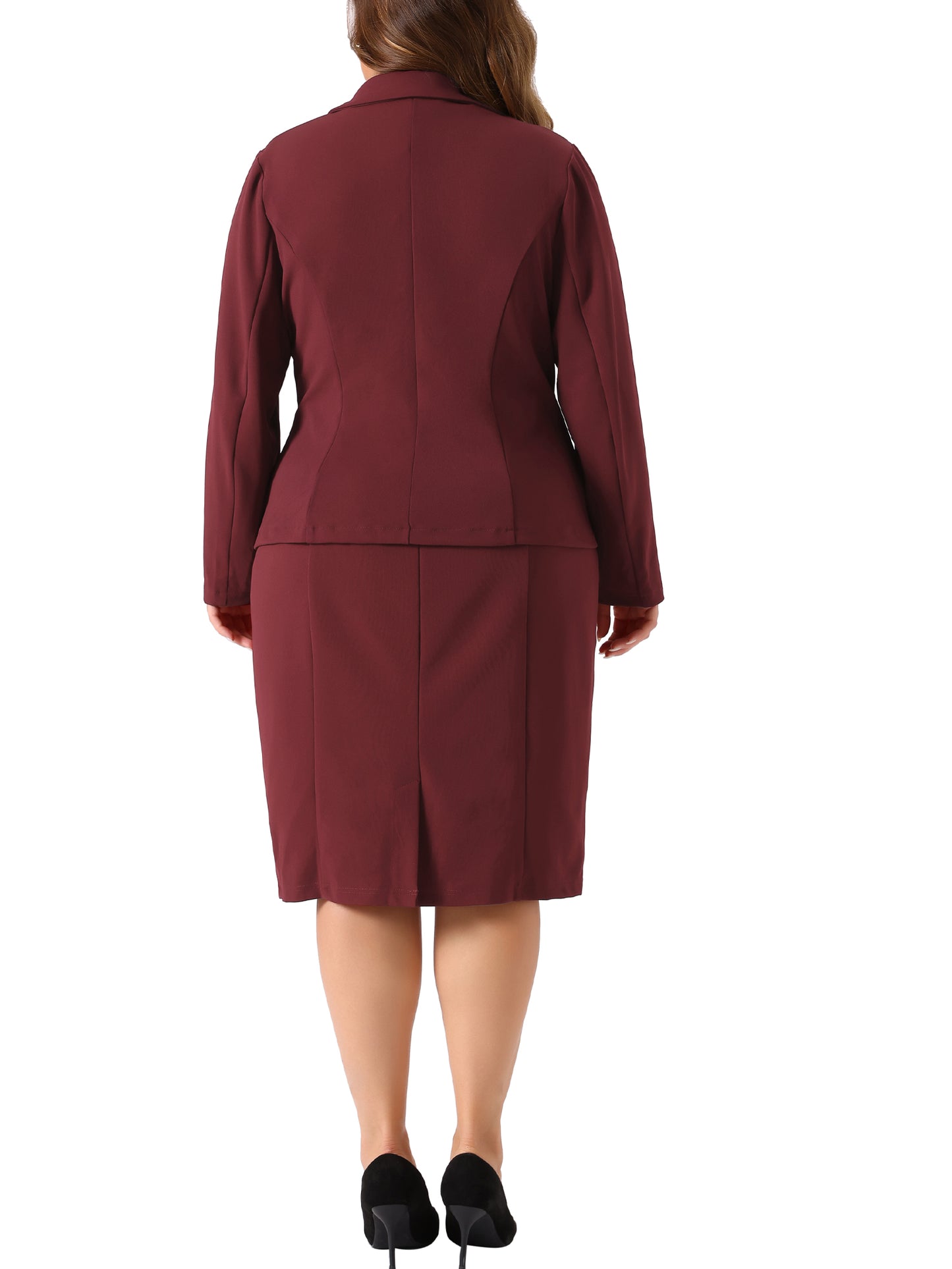 Traje de dos piezas de talla grande para mujer, chaqueta blazer y vestido sin mangas, conjunto informal de negocios