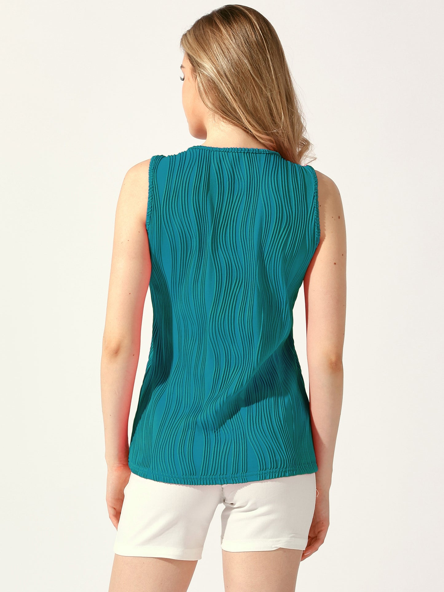 Women's Tank Tops Scoop Neck Textured Summer Casual Sleeveless Top
