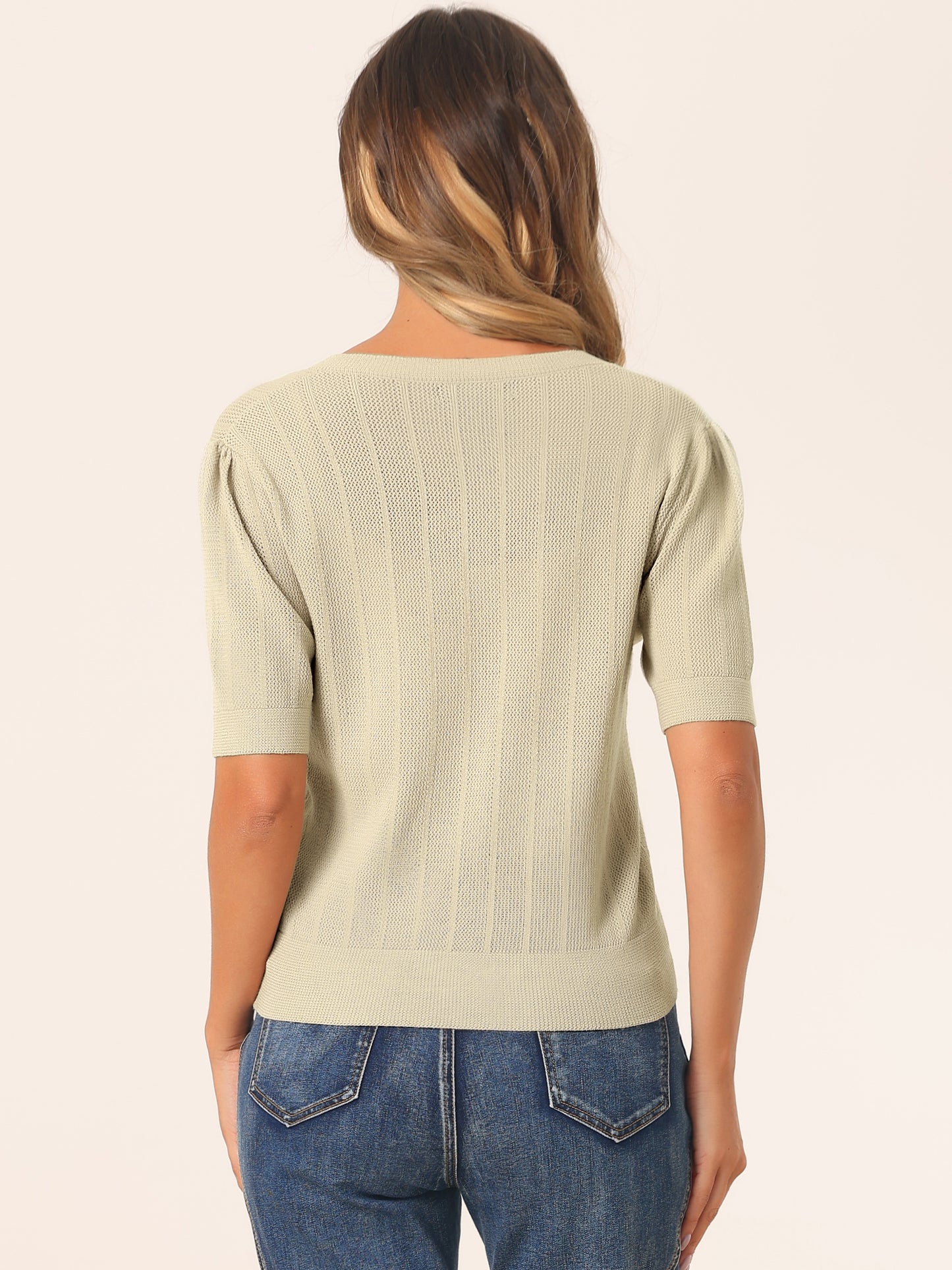 Suéter tipo bolero informal de punto a crochet con botones para mujer, cárdigan de manga corta