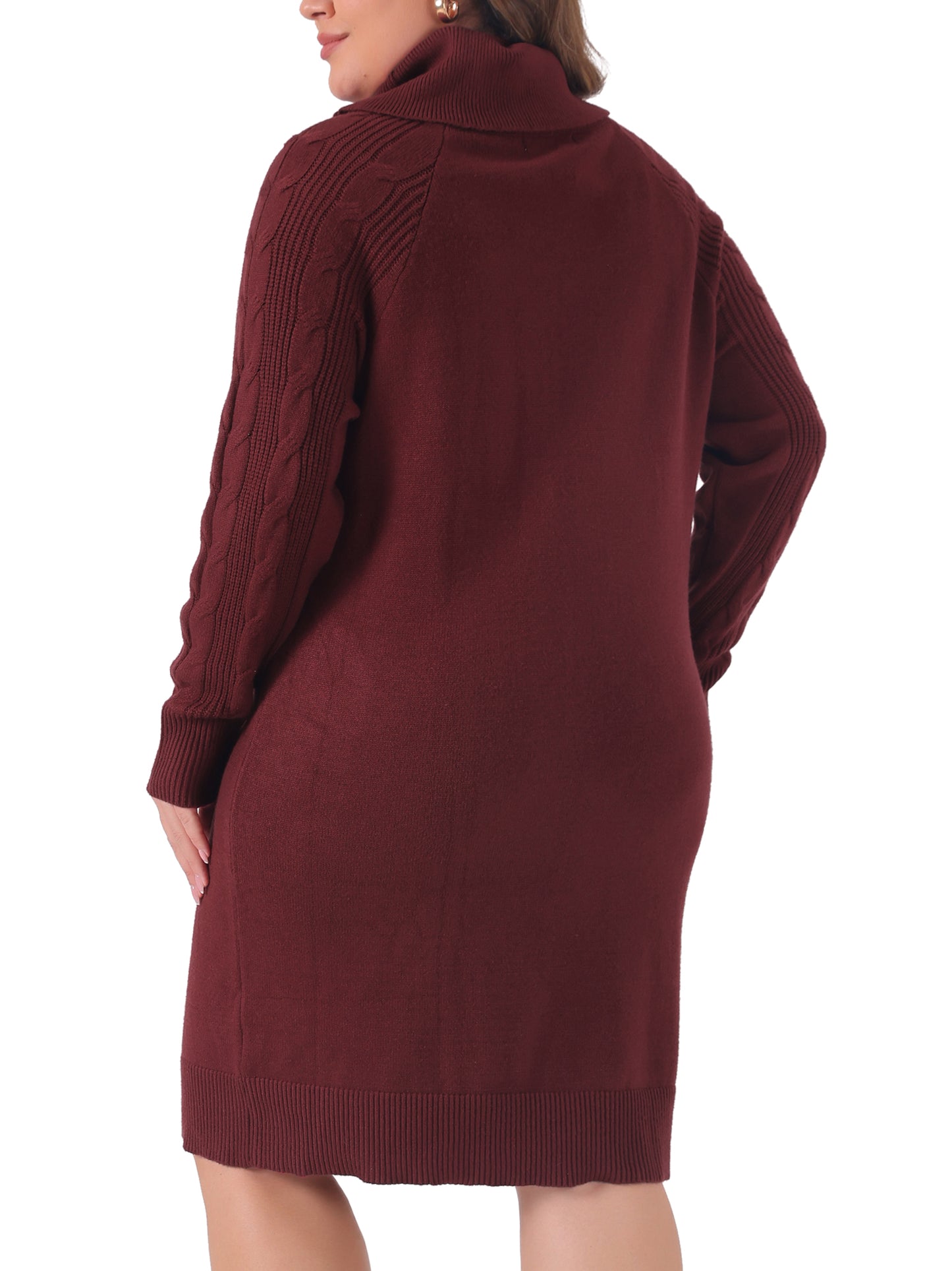 Women Plus Size Sweaters Long Sleeve Turtleneck Warm Pullover Long Sweater Dresses