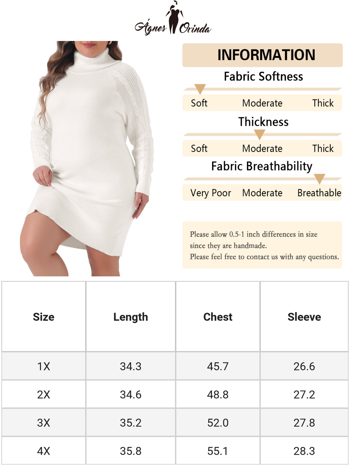 Women Plus Size Sweaters Long Sleeve Turtleneck Warm Pullover Long Sweater Dresses