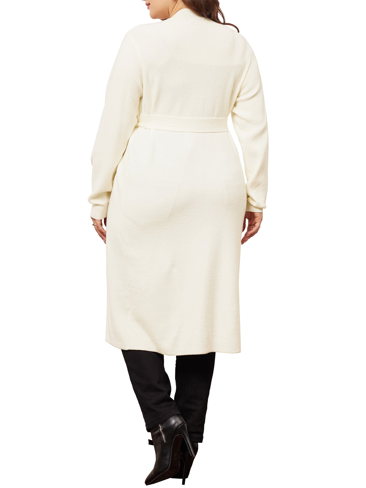 Women Plus Size Sweater Cardigan Knit Sweater Long Sleeve Belted Overwear Long Cardigans