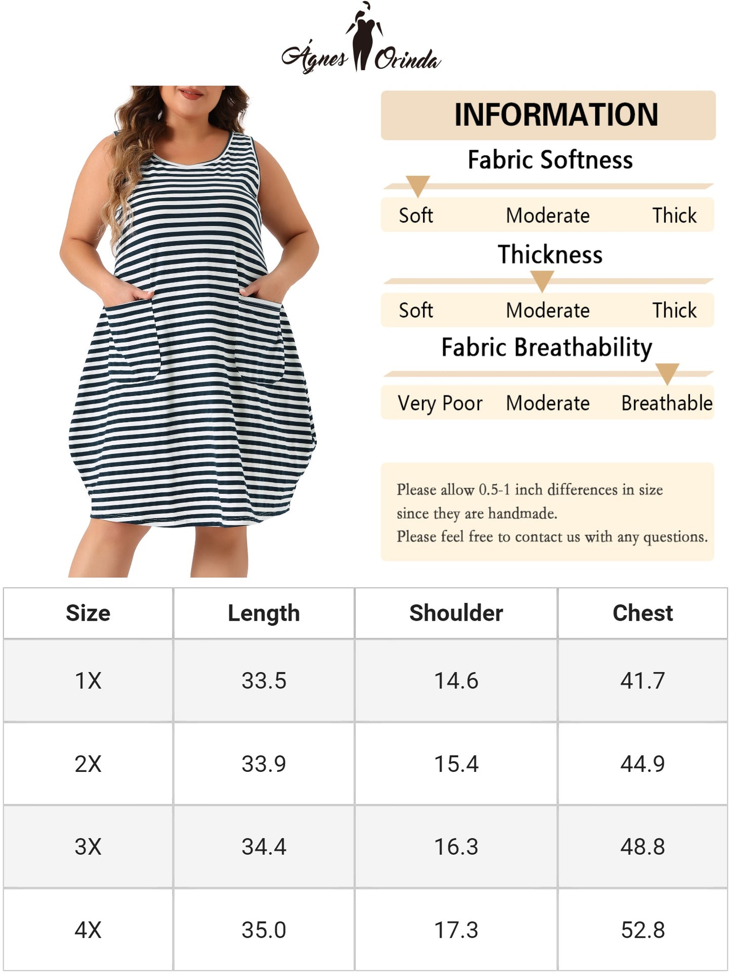Women Plus Size Sleeveless Nightgowns Pajama Nightshirt Sleepdress with Pockets