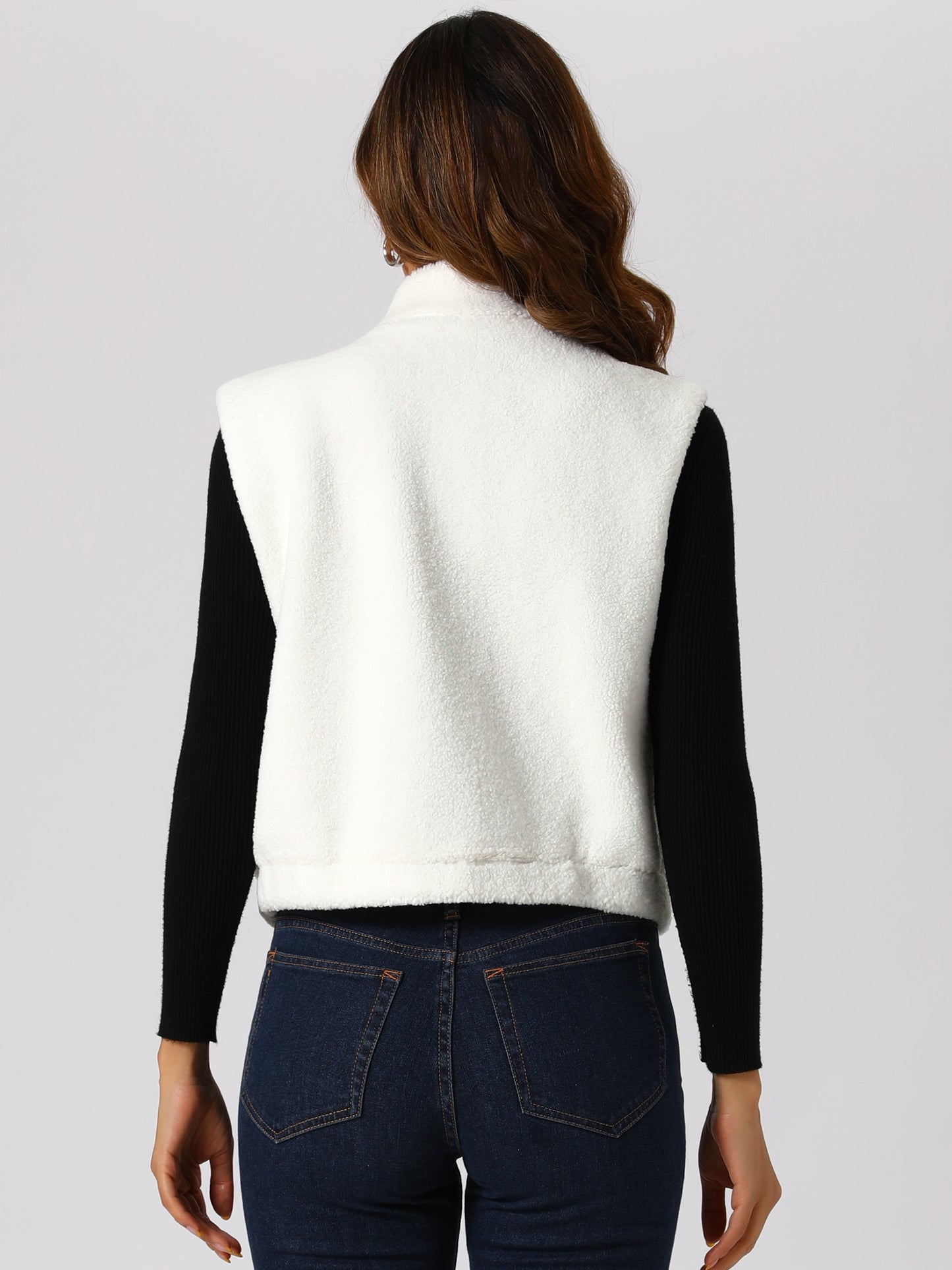 Women's Zip Up Fuzzy Fleece Sleeveless Jacket Vest