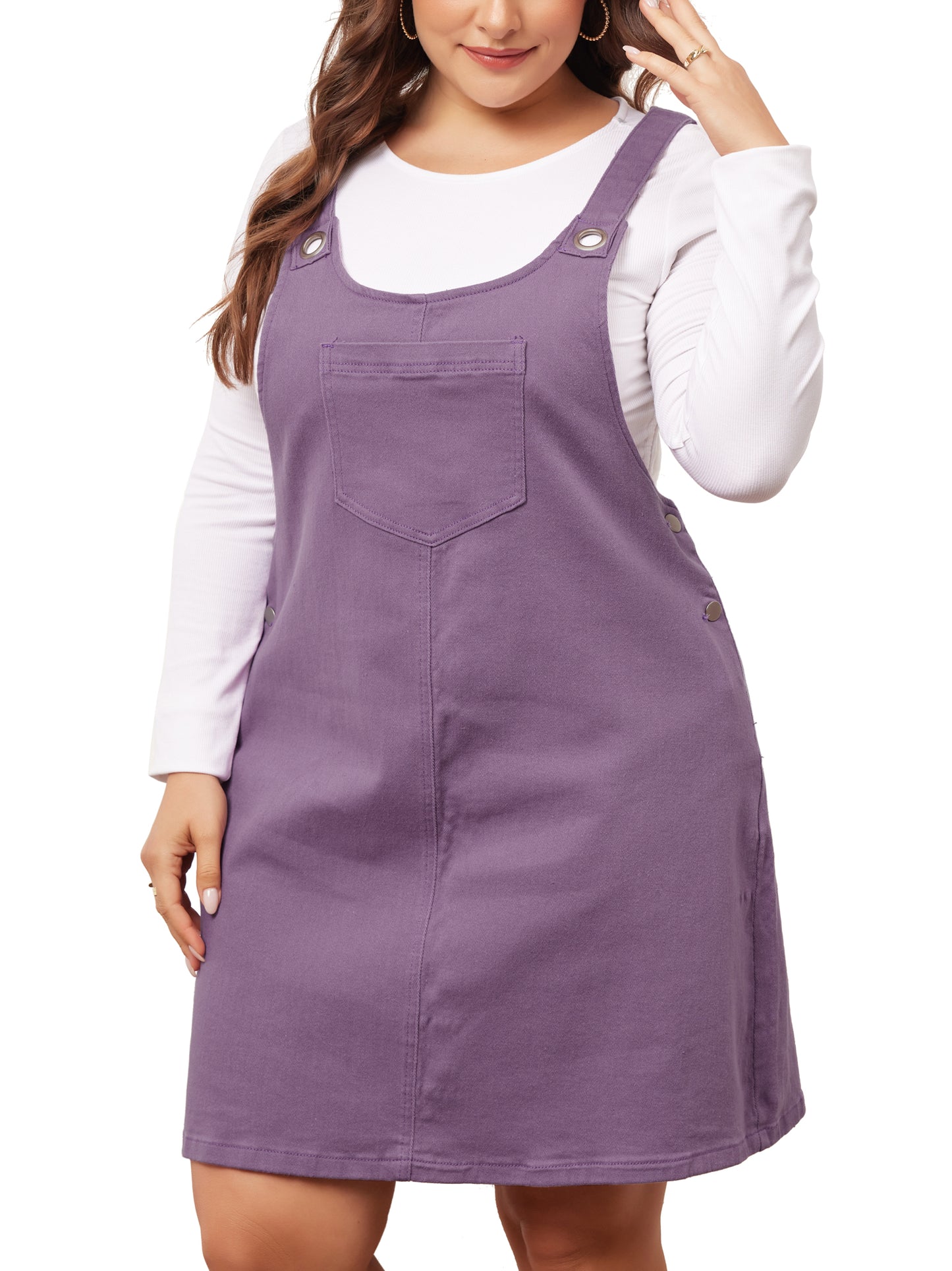 Women's Plus Size Denim Overalls Dress Suspenders Skirt Jumper Dresses Jean Overall Bib Dress