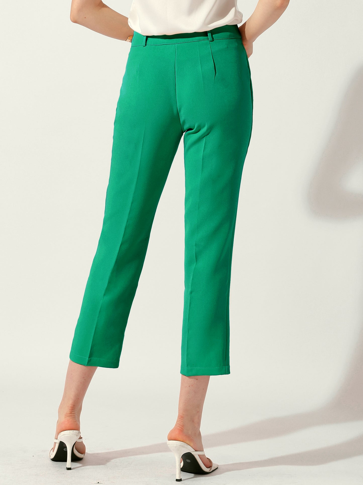 Pantalones de vestir de cintura alta para mujer, pantalones casuales de trabajo, pantalones capri, pantalones cónicos