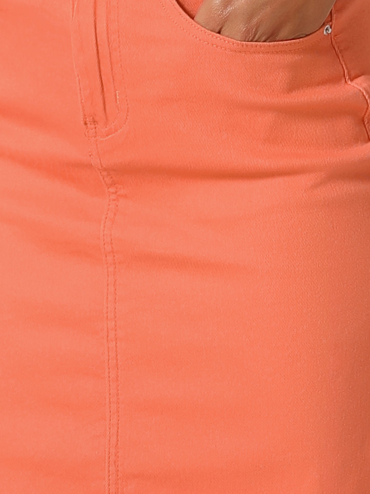 Women's Casual Jean Skirt High Waist Back Slit Stretch Denim Skirt