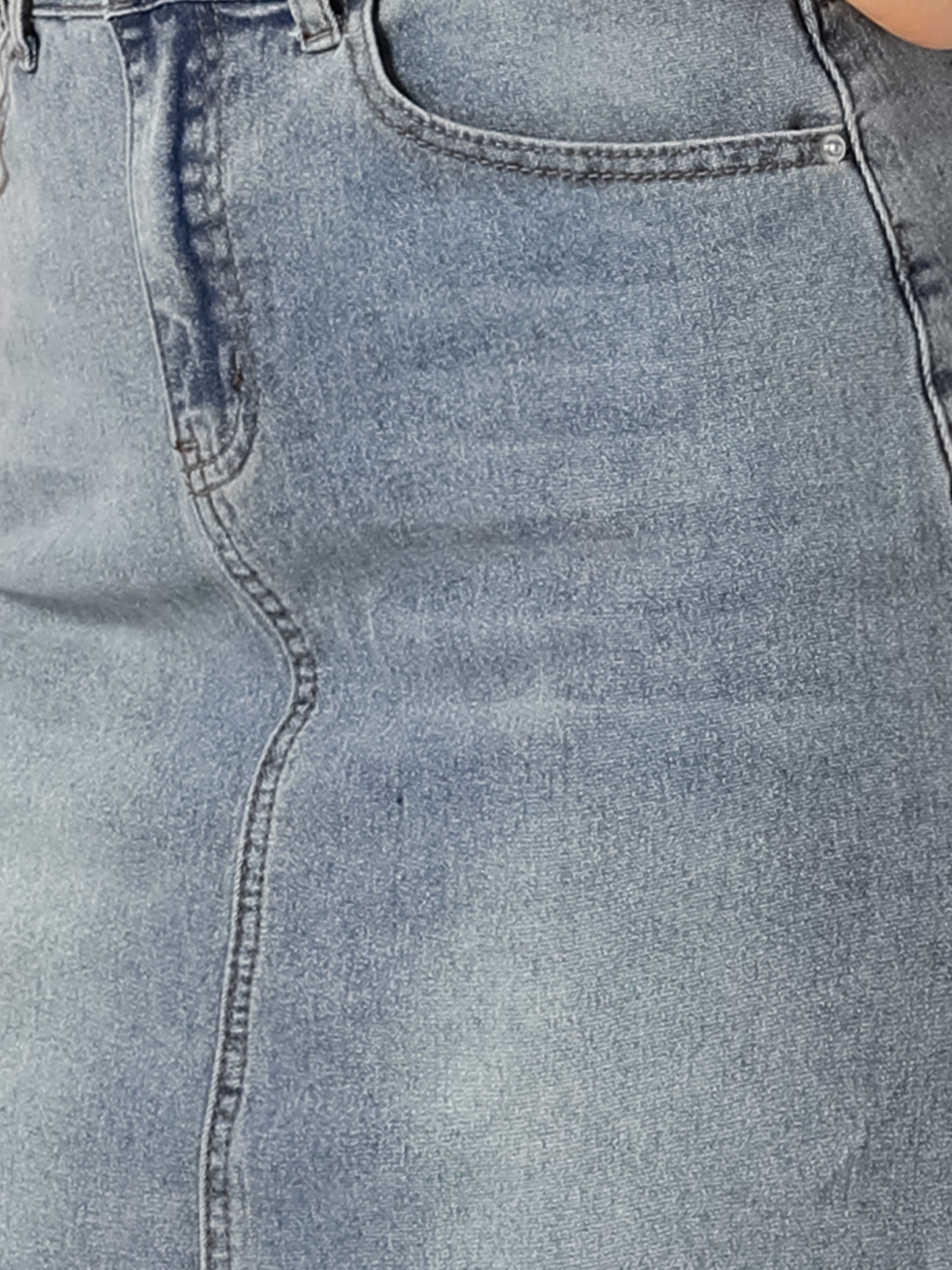 Falda vaquera informal para mujer, cintura alta, abertura trasera, elástica