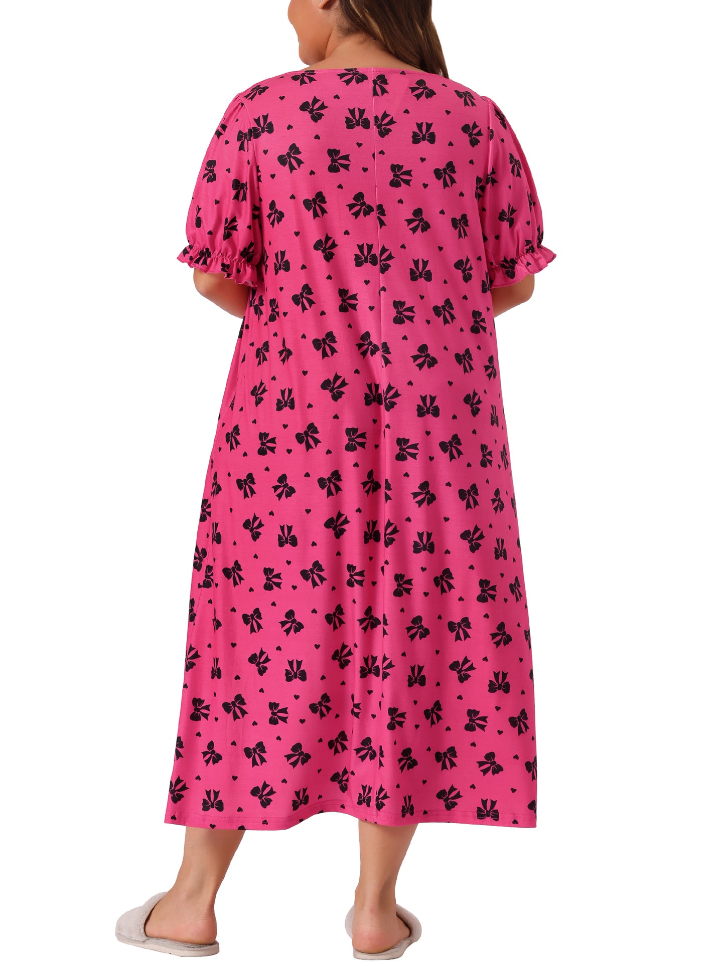 Camisones de talla grande para mujer, bonitos camisones de cereza con volantes, ropa de estar por casa