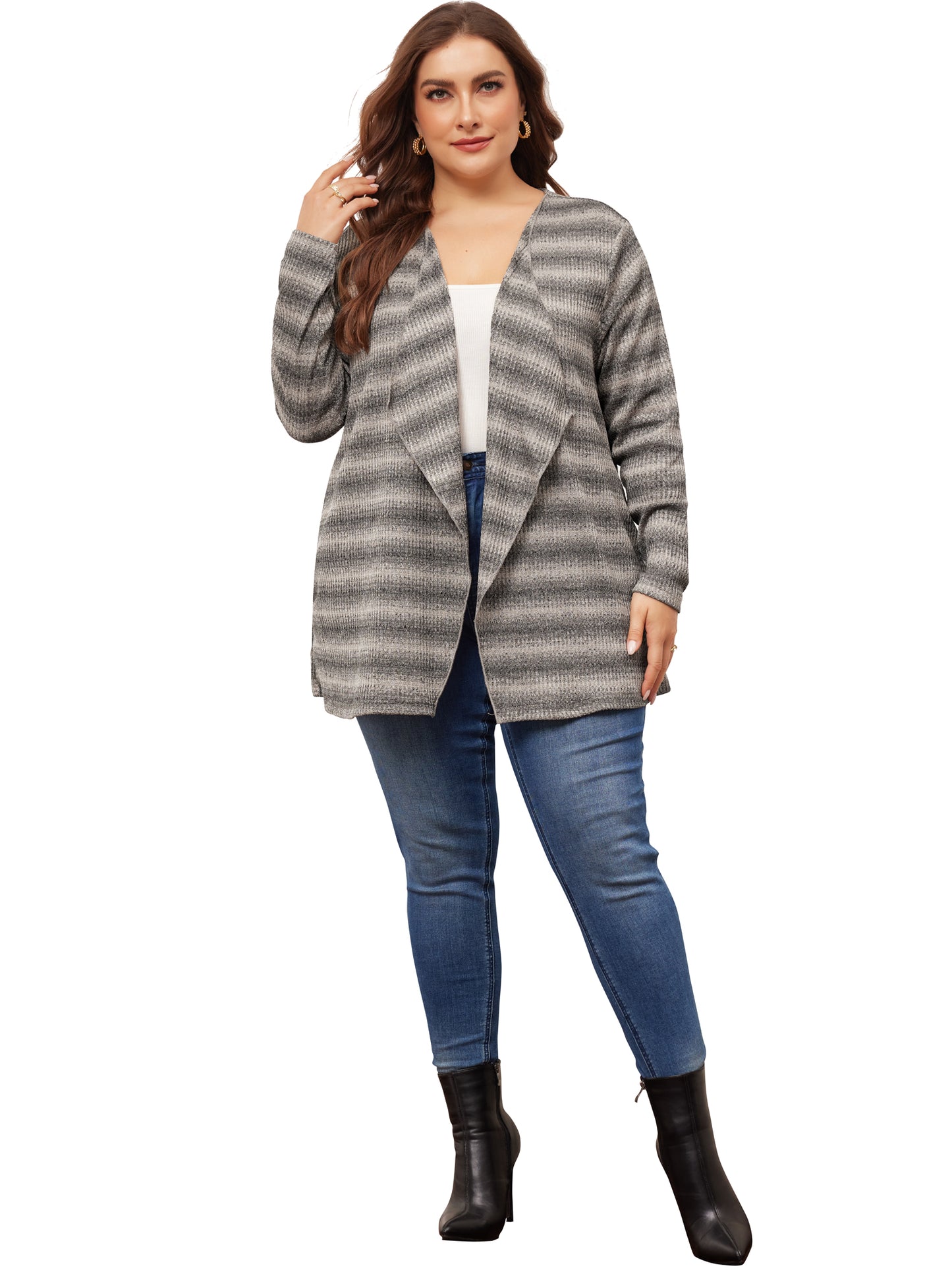 Women Plus Size Tie Dye Cardigan Long Sleeve Lightweight Loose Casual Open Front Cardigans