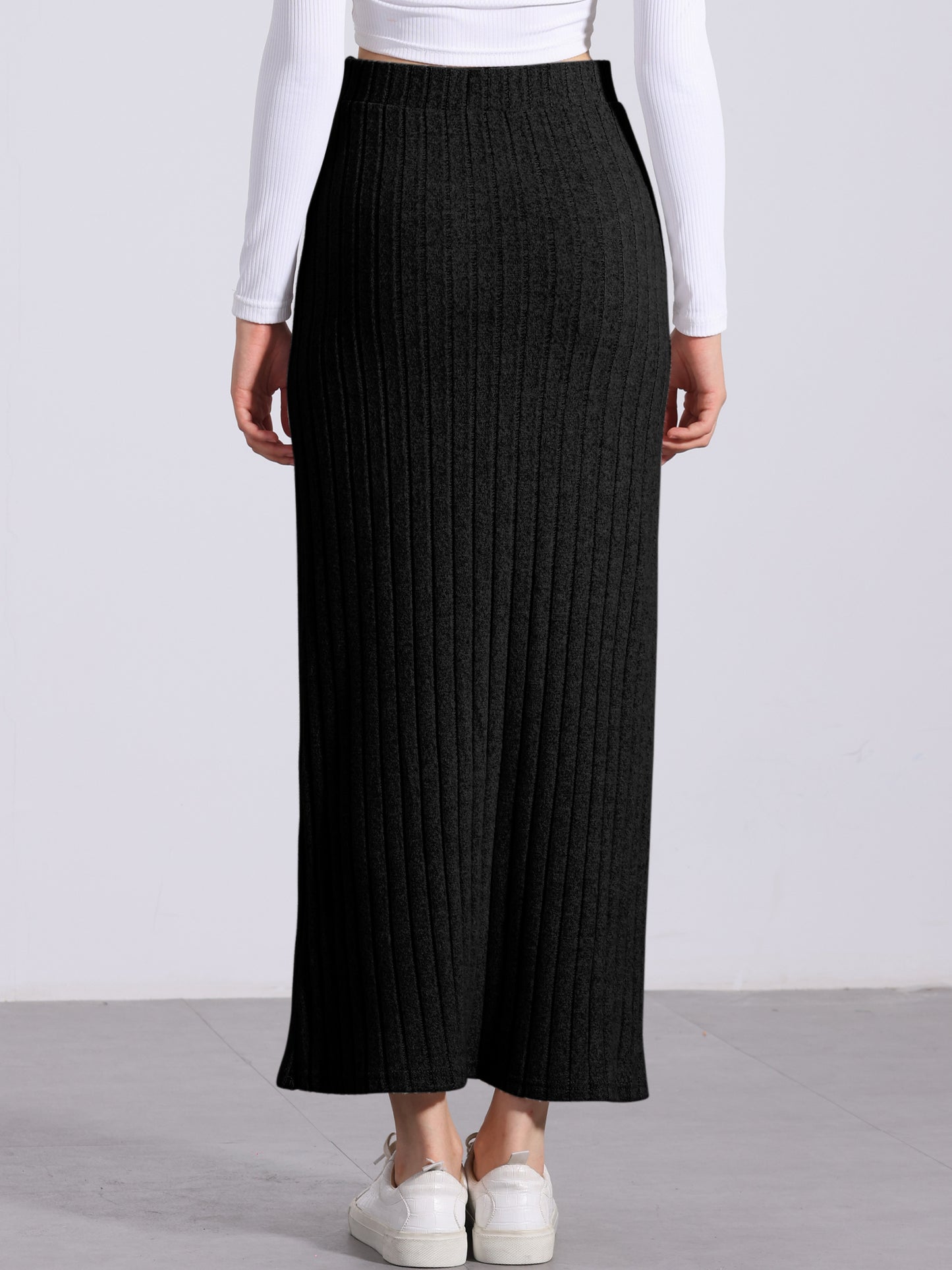Women's Slit Bodycon Knit High Waisted Long Pencil Skirt (Available in Plus Size)