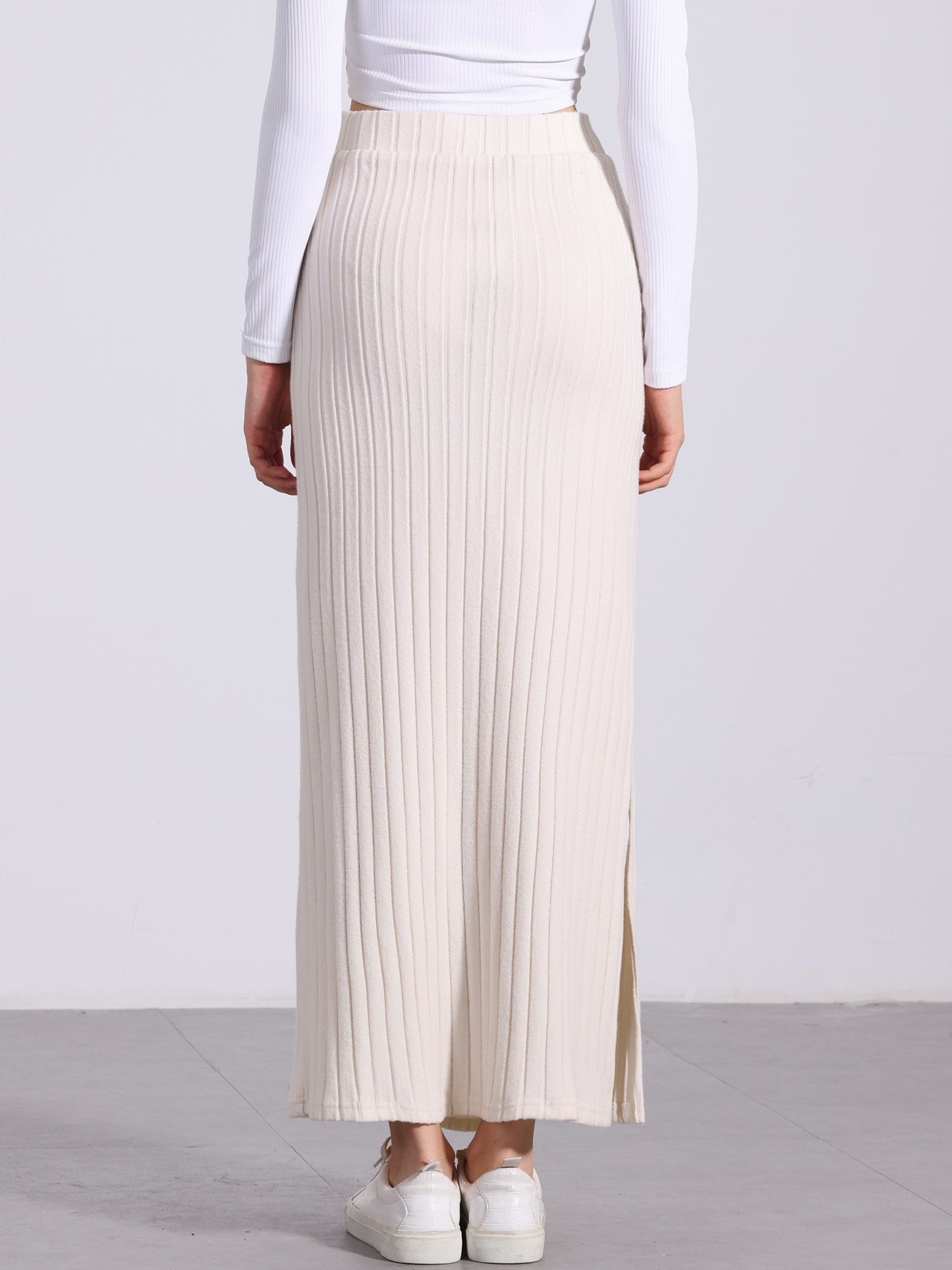 Women's Slit Bodycon Knit High Waisted Long Pencil Skirt (Available in Plus Size)