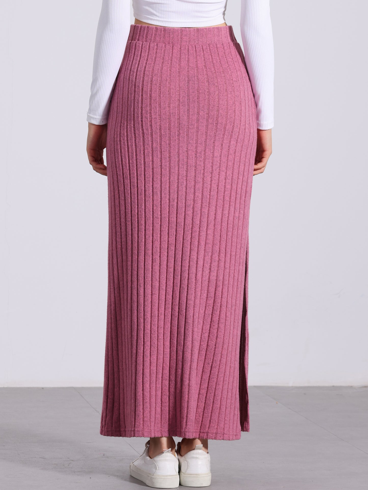 Women's Slit Bodycon Knit High Waisted Long Pencil Skirt (Available in Plus Size)