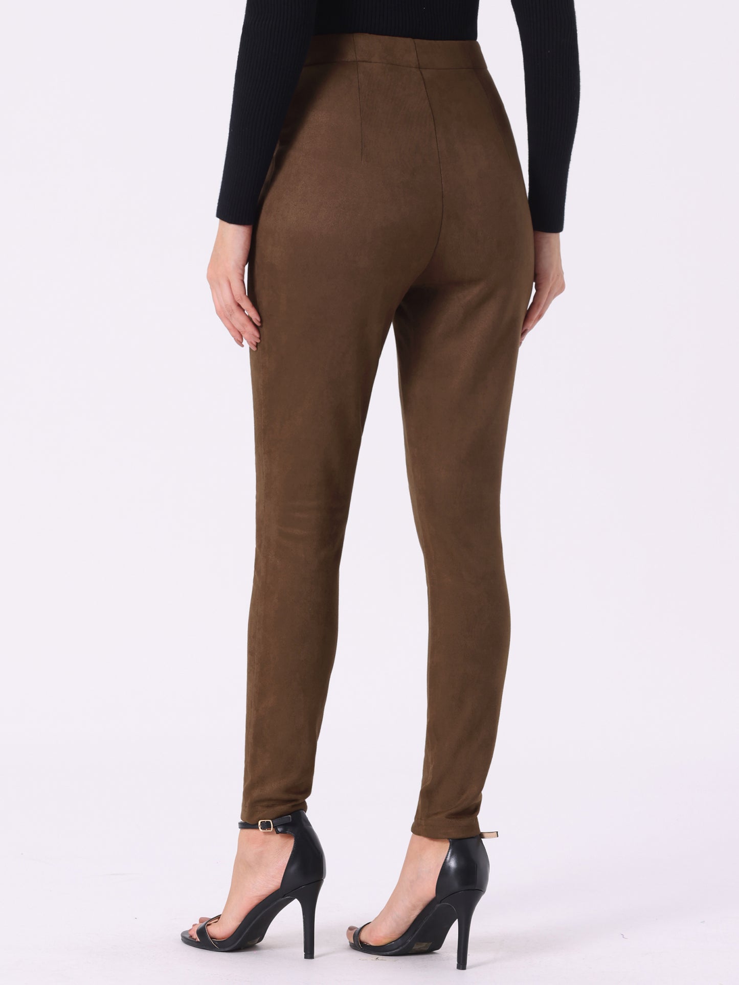 Women's Faux Suede Leggings High Waisted Stretch Slim Casual Pants