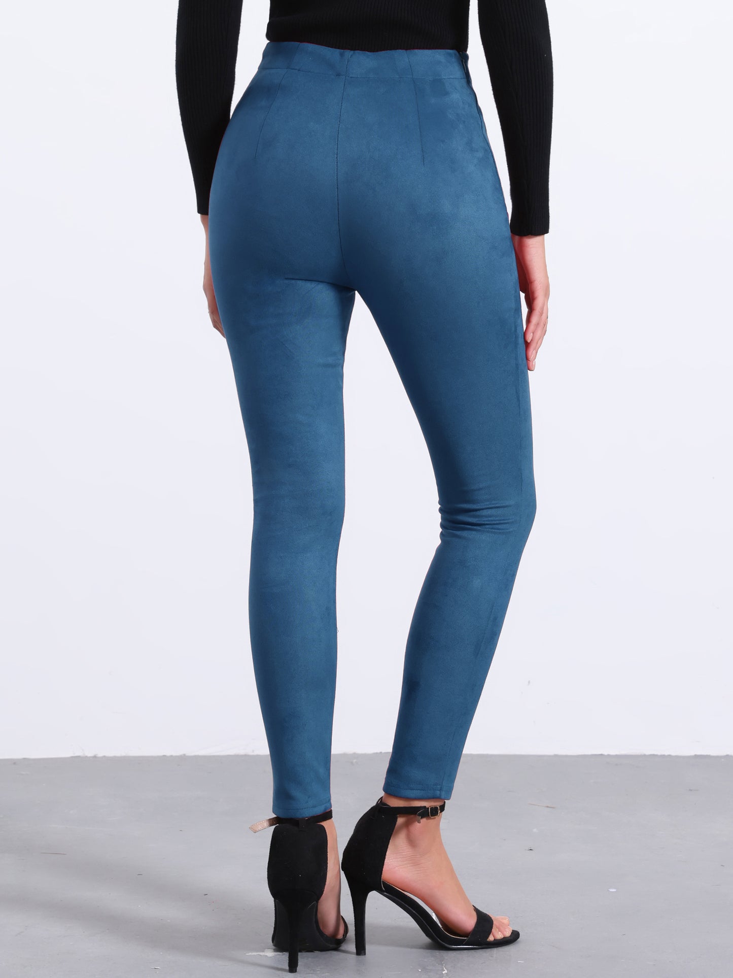 Women's Faux Suede Leggings High Waisted Stretch Slim Casual Pants