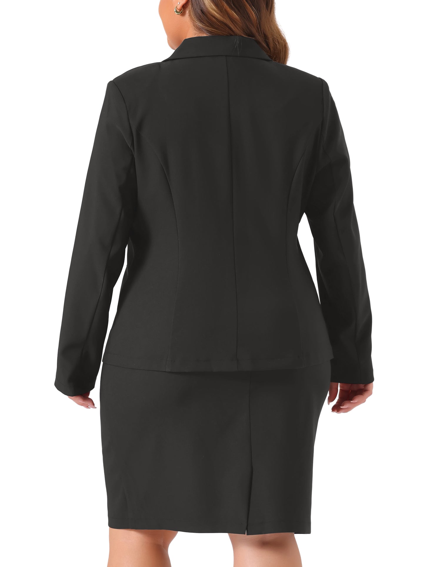Women Plus Size Blazer and Skirt Suit Set 2 Piece Outfits Business Casual Suit Set