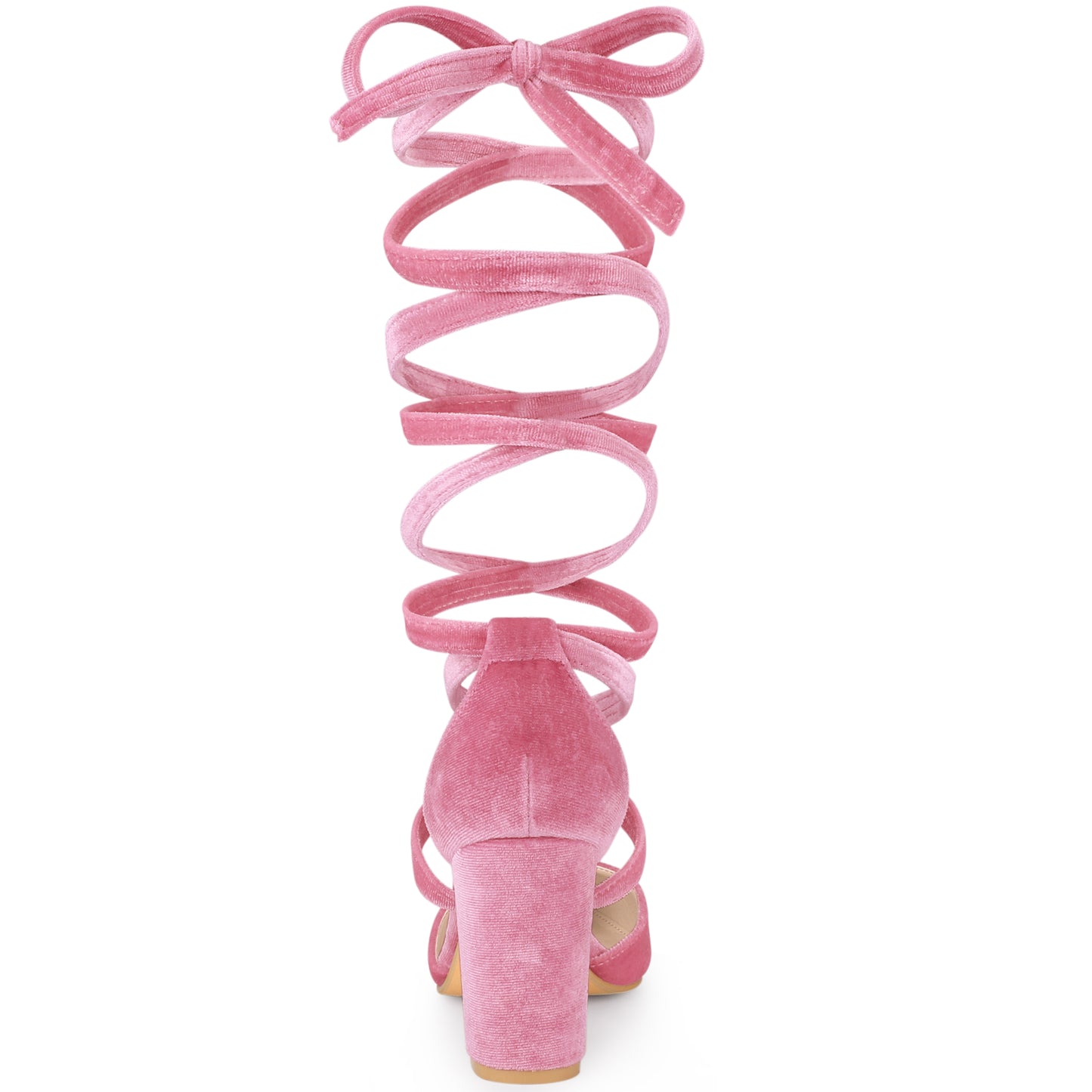 Zapatos de tacón grueso con cordones y punta puntiaguda de terciopelo para mujer