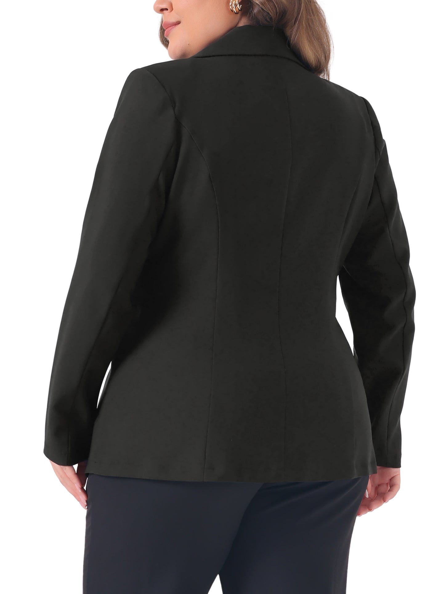 Women Plus Size Blazers Notch Lapel Double Breasted Long Sleeve Office Work Blazer