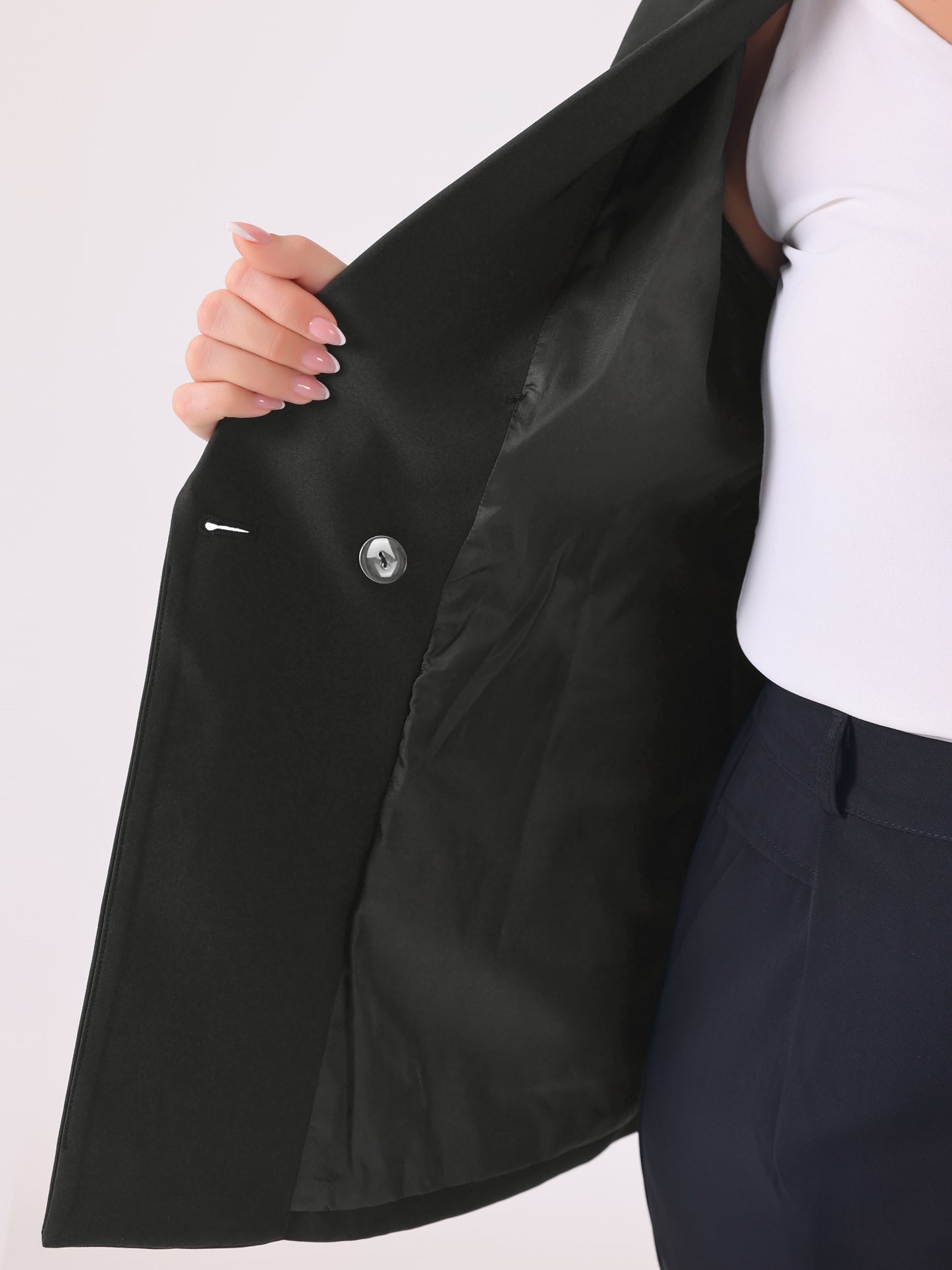 Women Plus Size Blazers Notch Lapel Double Breasted Long Sleeve Office Work Blazer