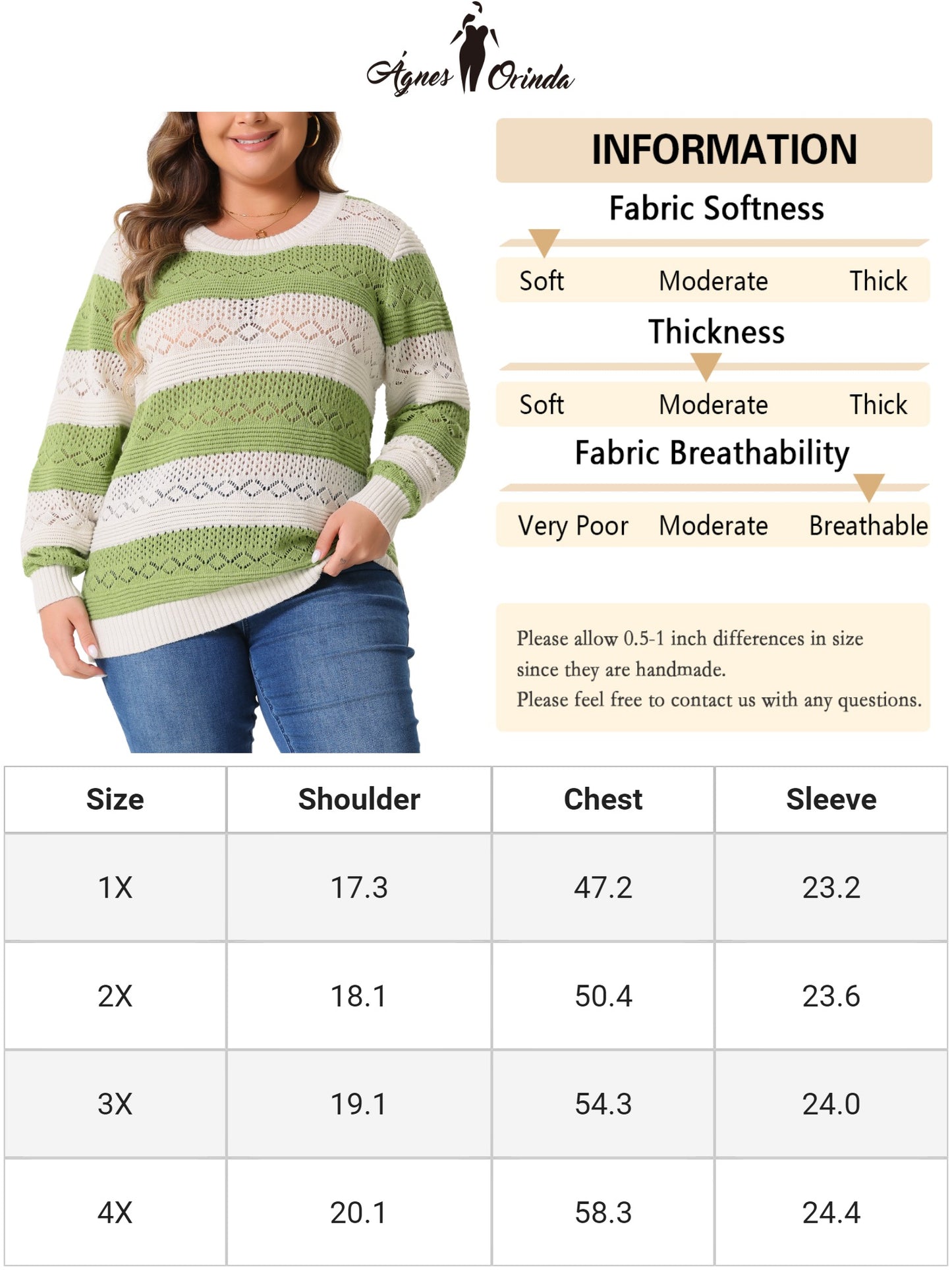 Women Plus Size Sweaters Casual Long Sleeve Crewneck Lightweight Hollow Knit Pullover Tops